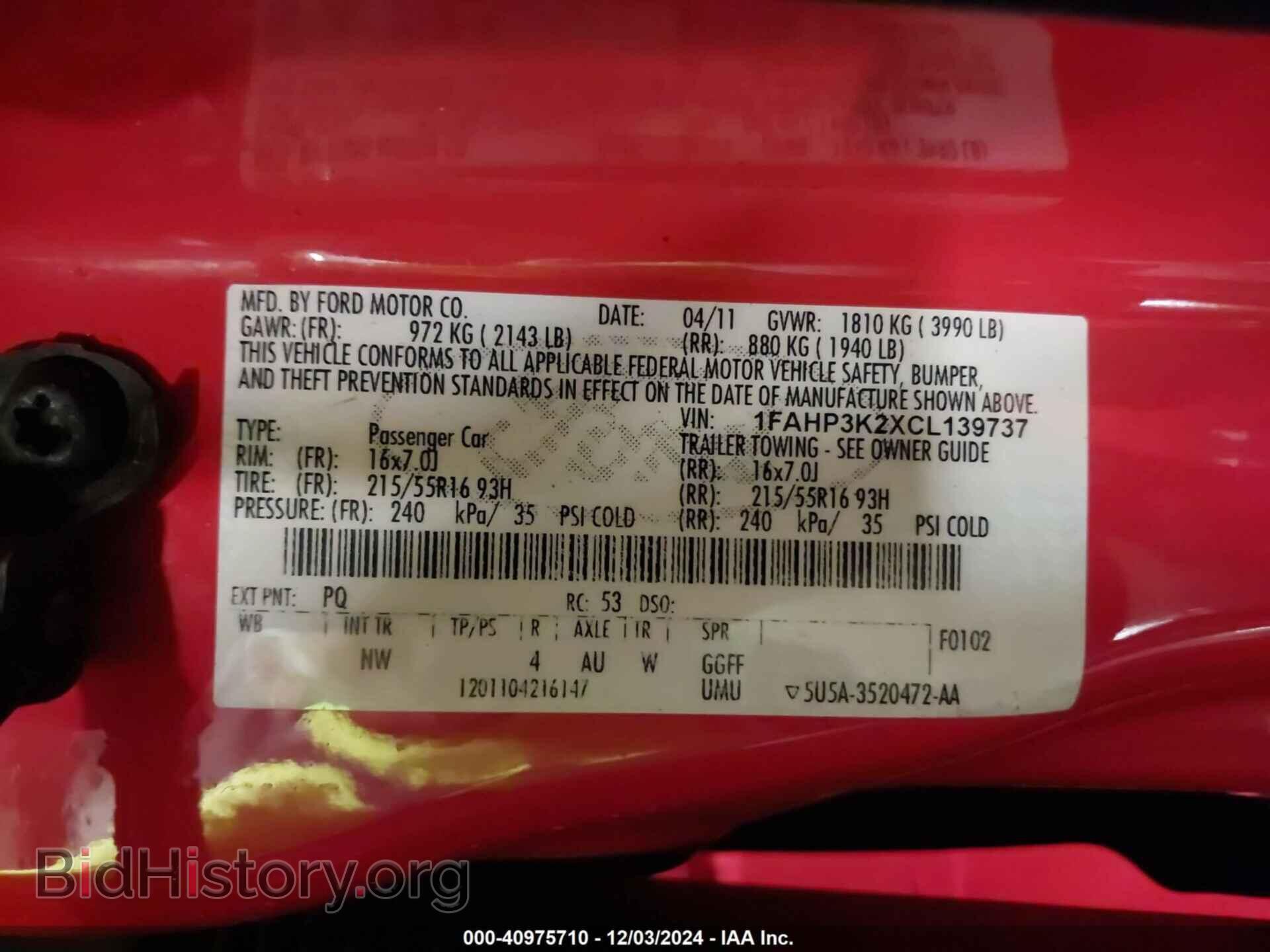 2012 FORD FOCUS - VIN: 1FAHP3K2XCL139737 - Фото 9