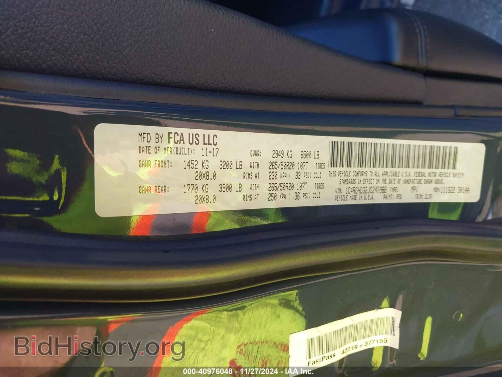 2018 DODGE DURANGO - VIN: 1C4RDHDG2JC247988 - Фото 9