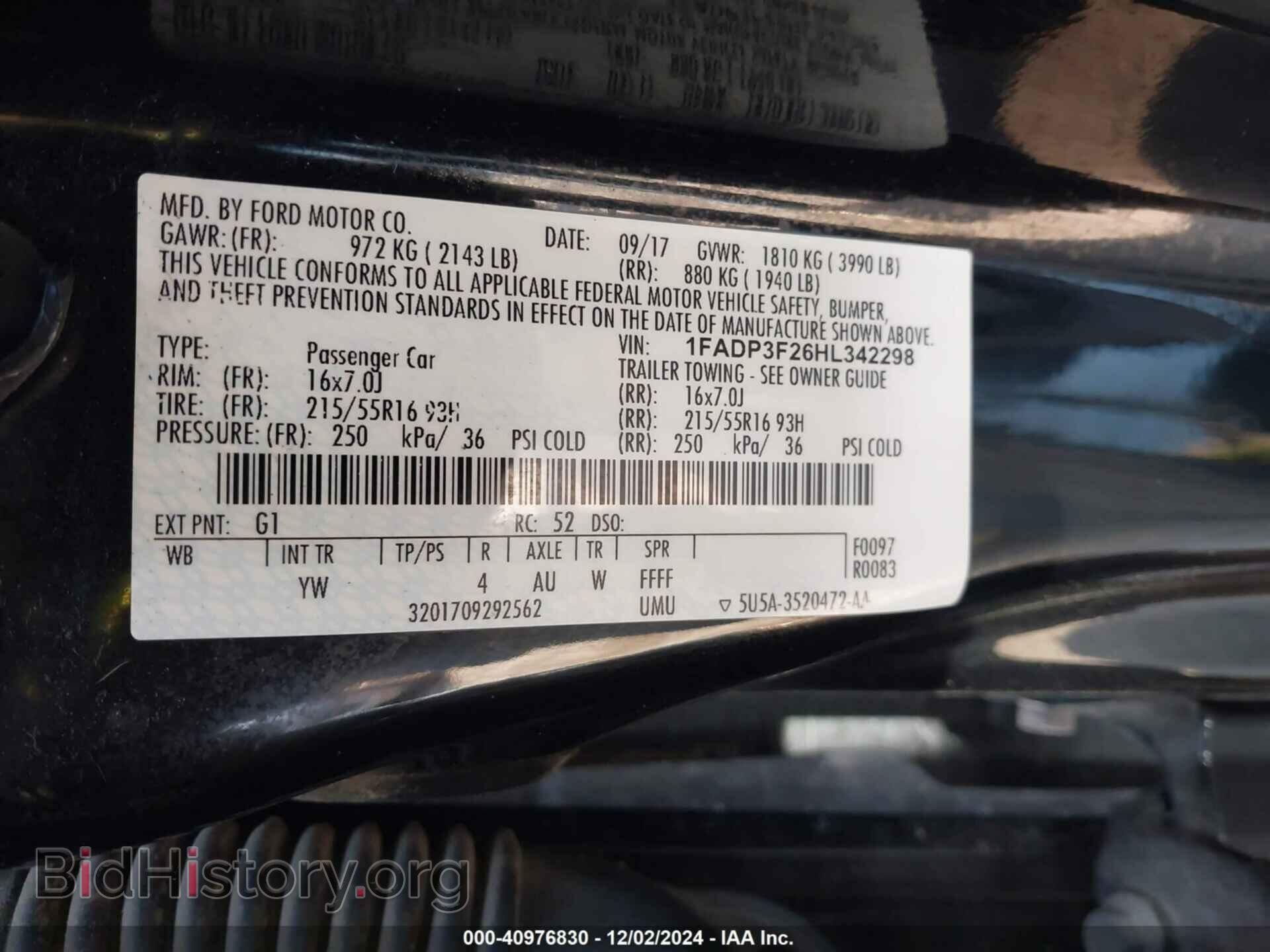 2017 FORD FOCUS - VIN: 1FADP3F26HL342298 - Фото 9