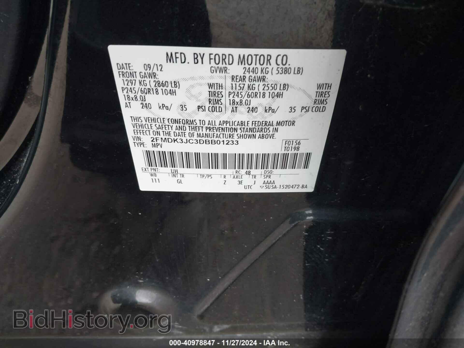 2013 FORD EDGE - VIN: 2FMDK3JC3DBB01233 - Photo 9