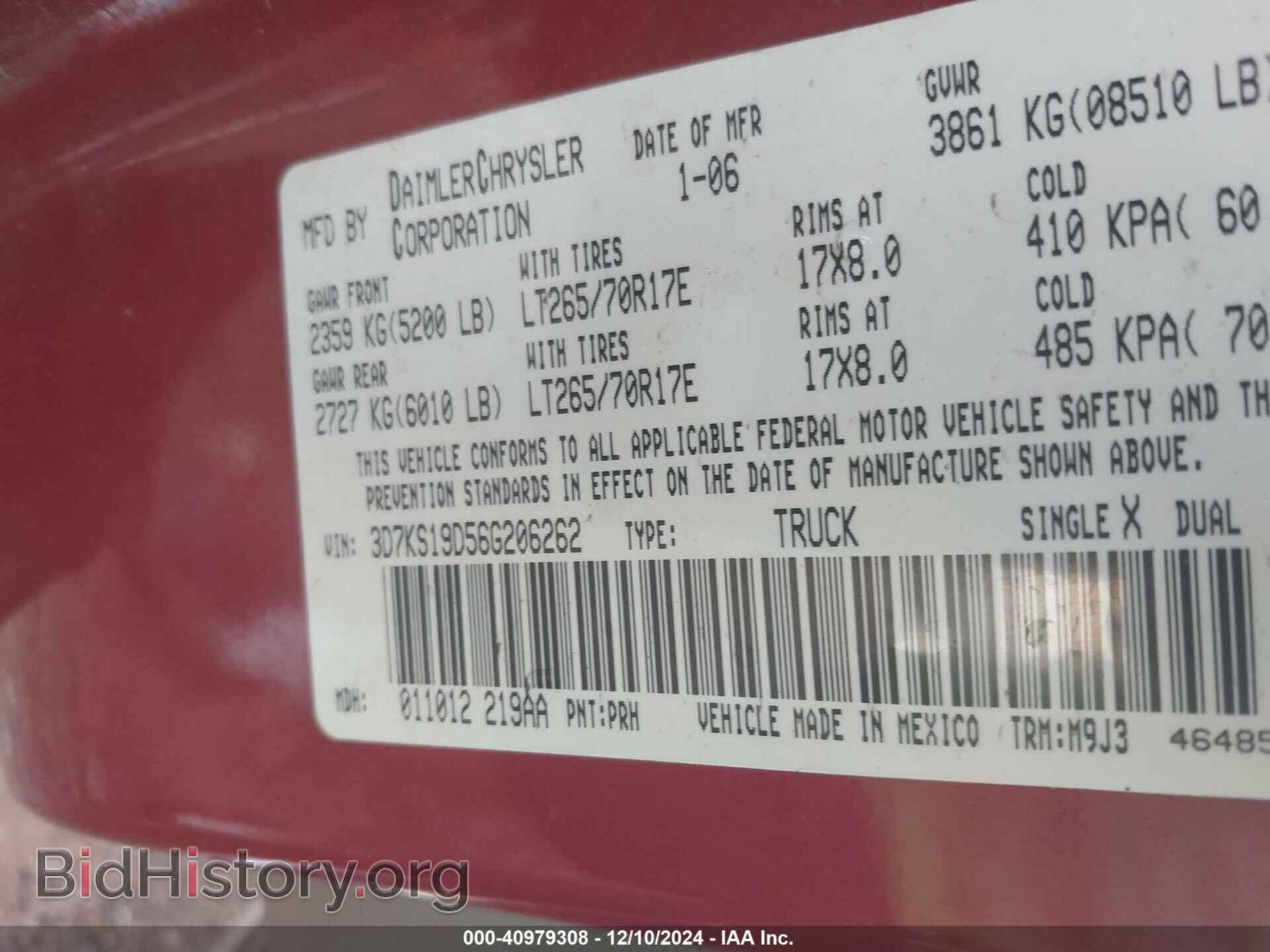 2006 DODGE RAM 1500 - VIN: 3D7KS19D56G206262 - Фото 9