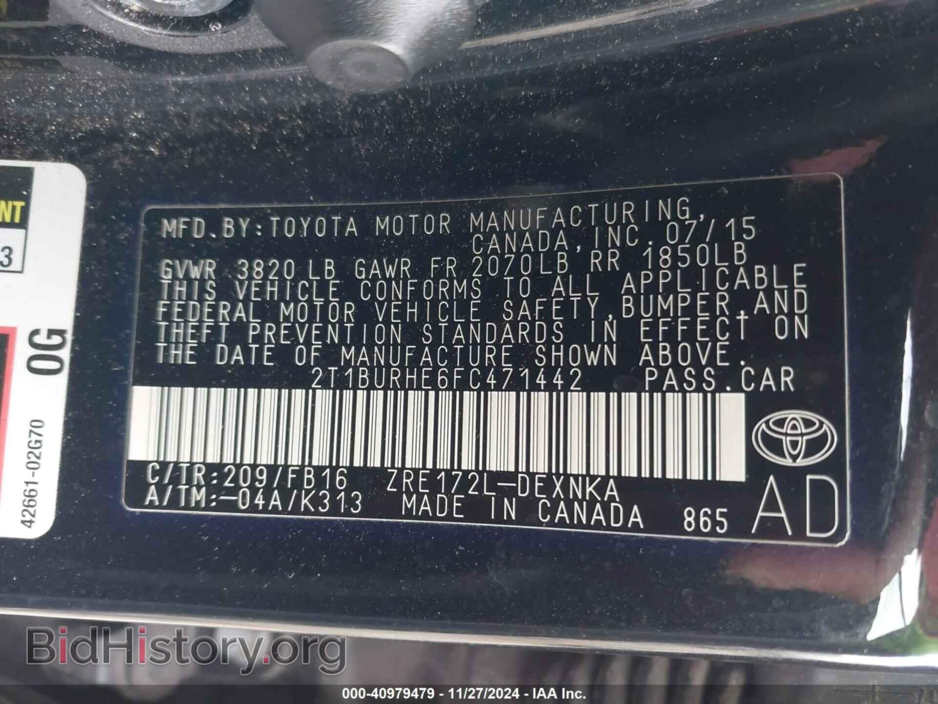 2015 TOYOTA COROLLA - VIN: 2T1BURHE6FC471442 - Фото 9