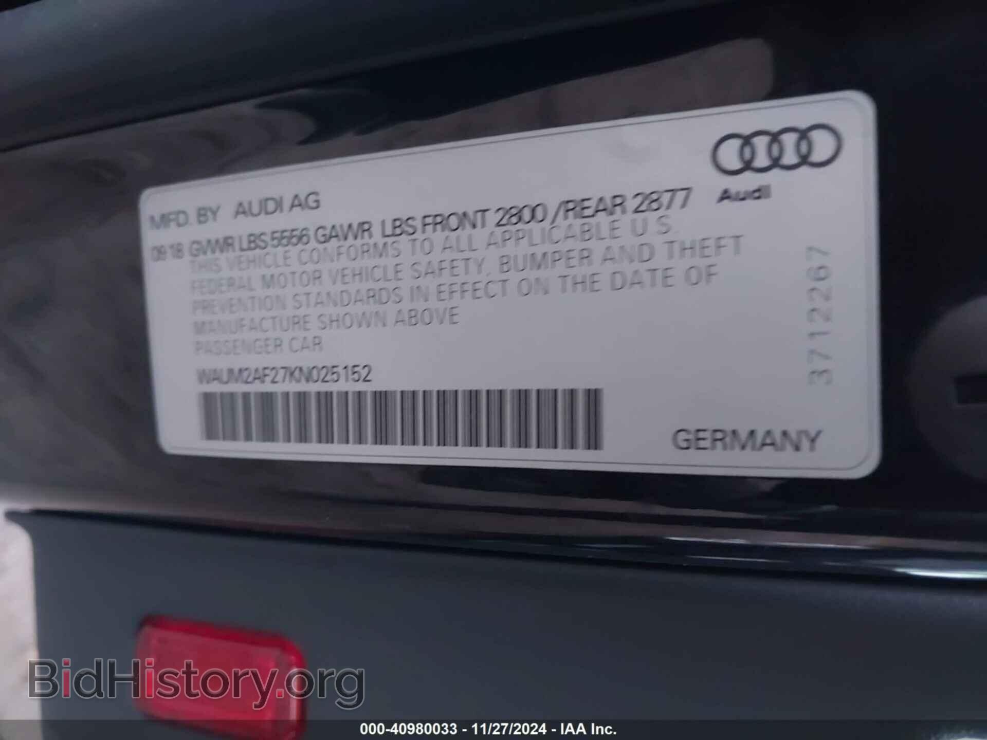 2019 AUDI A6 - VIN: WAUM2AF27KN025152 - Фото 9
