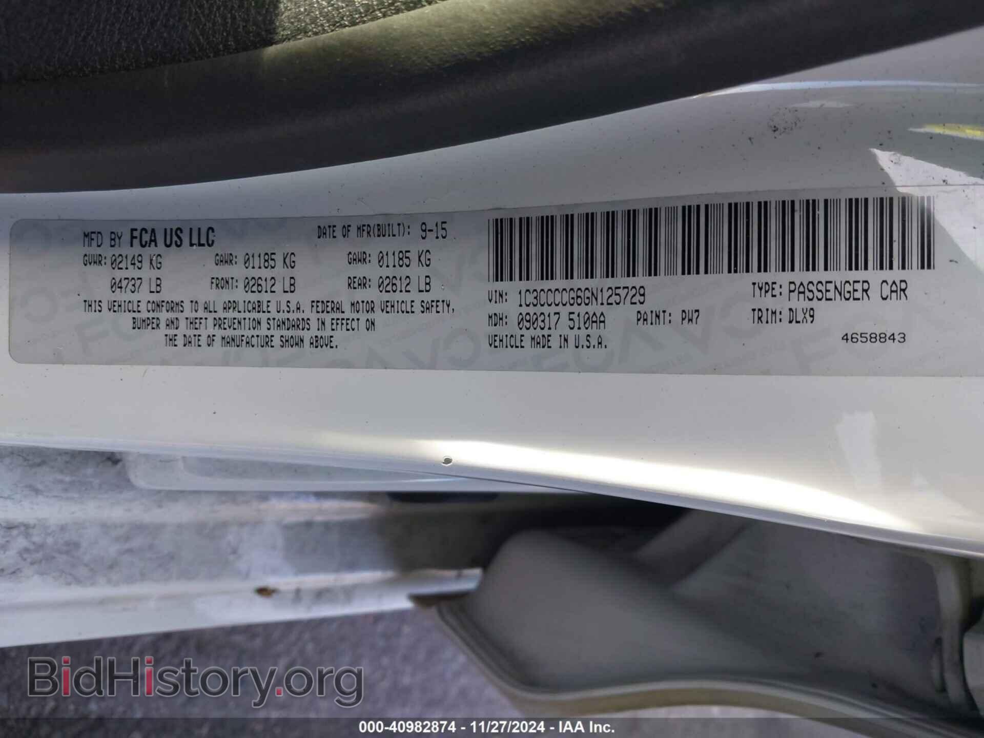 2016 CHRYSLER 200 - VIN: 1C3CCCCG6GN125729 - Фото 9