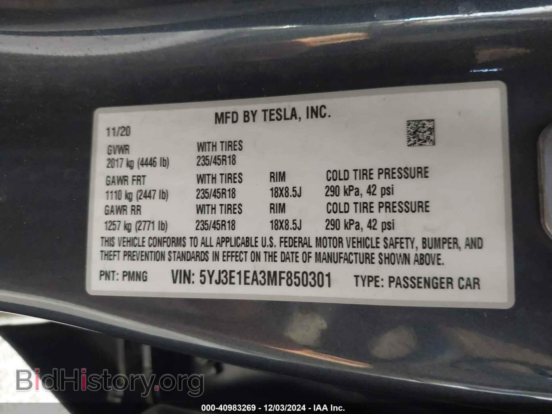 2021 TESLA MODEL 3 - VIN: 5YJ3E1EA3MF850301 - Photo 9