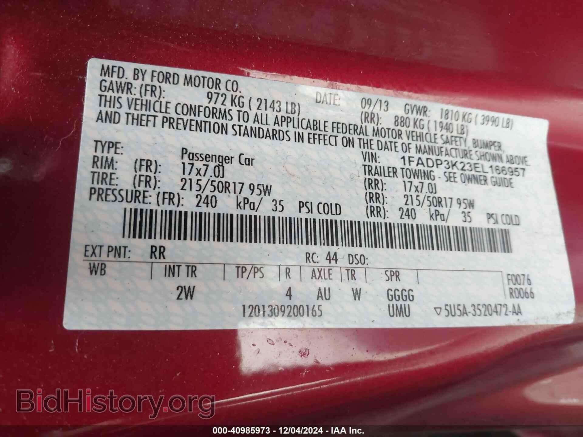 2014 FORD FOCUS - VIN: 1FADP3K23EL166957 - Photo 9