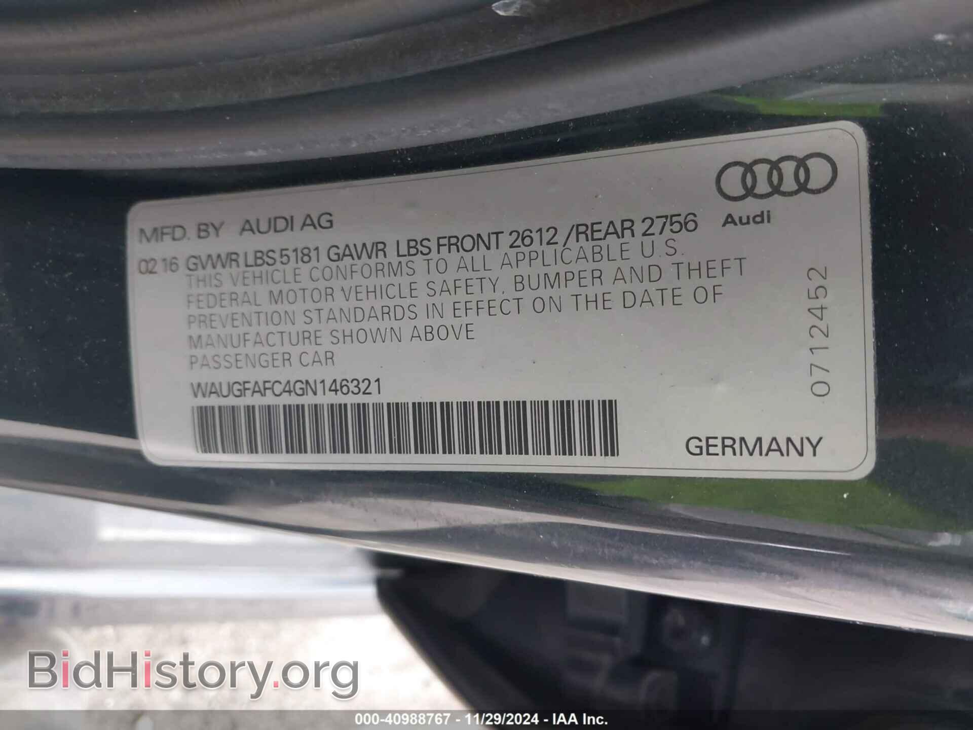 2016 AUDI A6 - VIN: WAUGFAFC4GN146321 - Photo 9