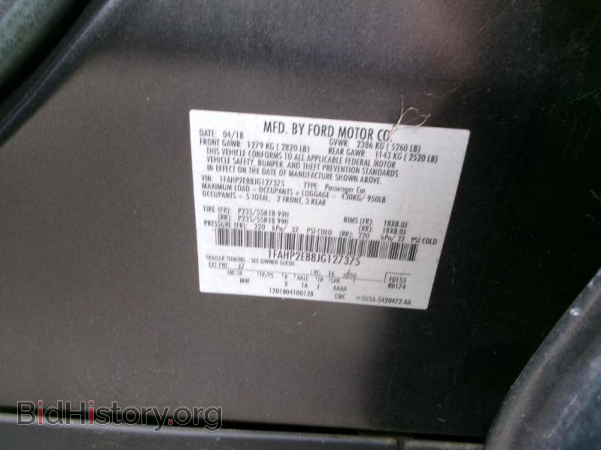 2018 FORD TAURUS - VIN: 1FAHP2E88JG127375 - Фото 2