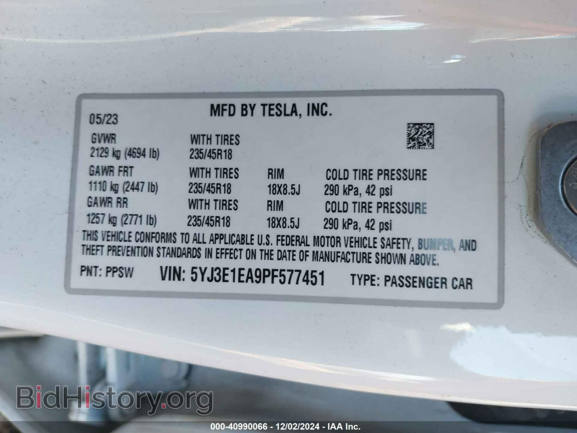 2023 TESLA MODEL 3 - VIN: 5YJ3E1EA9PF577451 - Фото 9