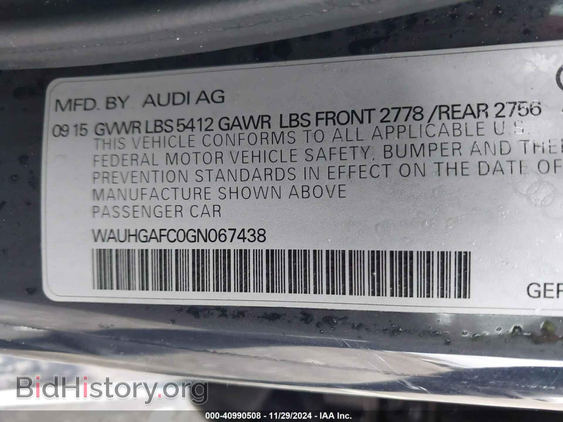 2016 AUDI A6 - VIN: WAUHGAFC0GN067438 - Фото 9