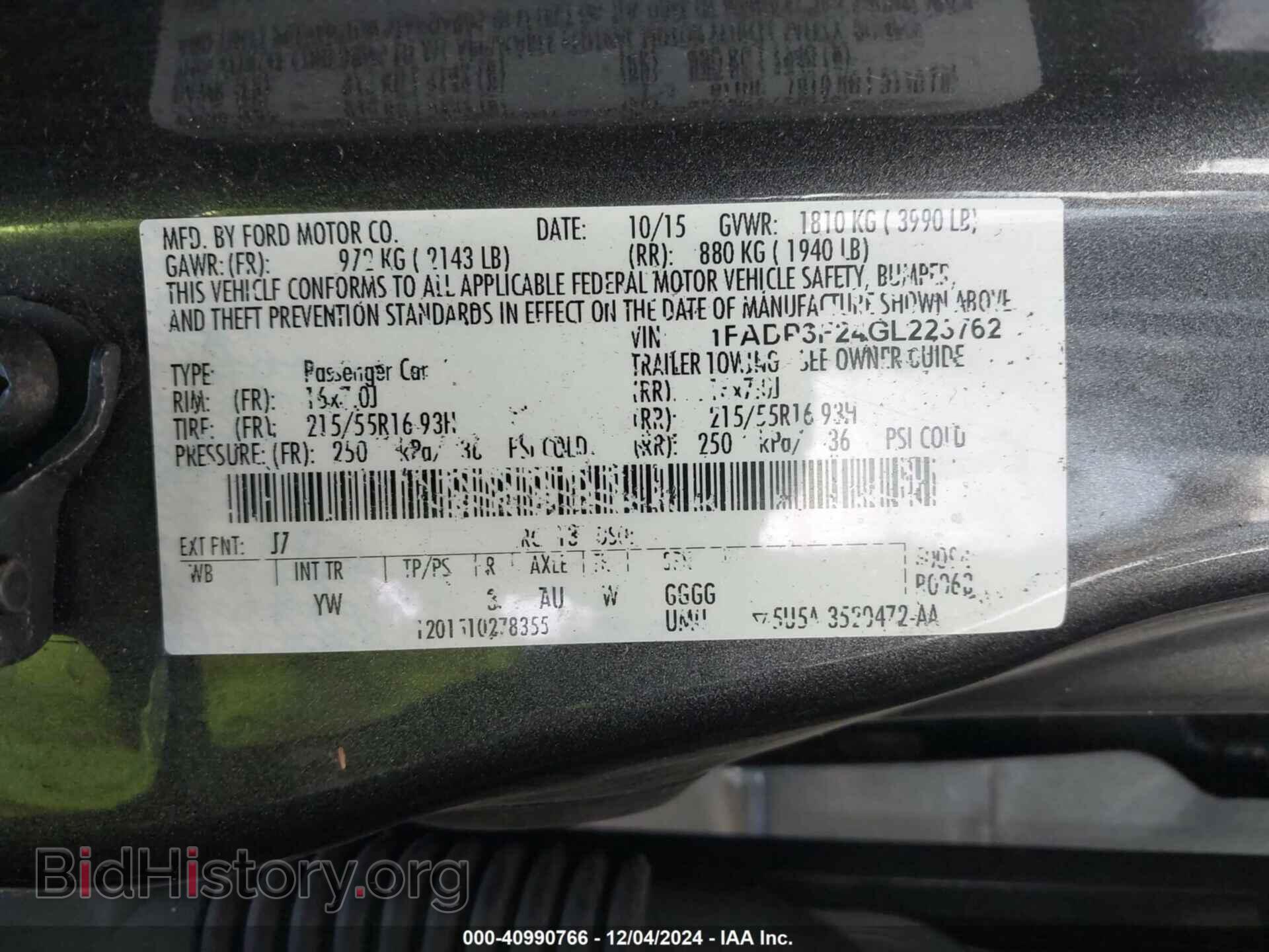 2016 FORD FOCUS - VIN: 1FADP3F24GL223762 - Фото 9