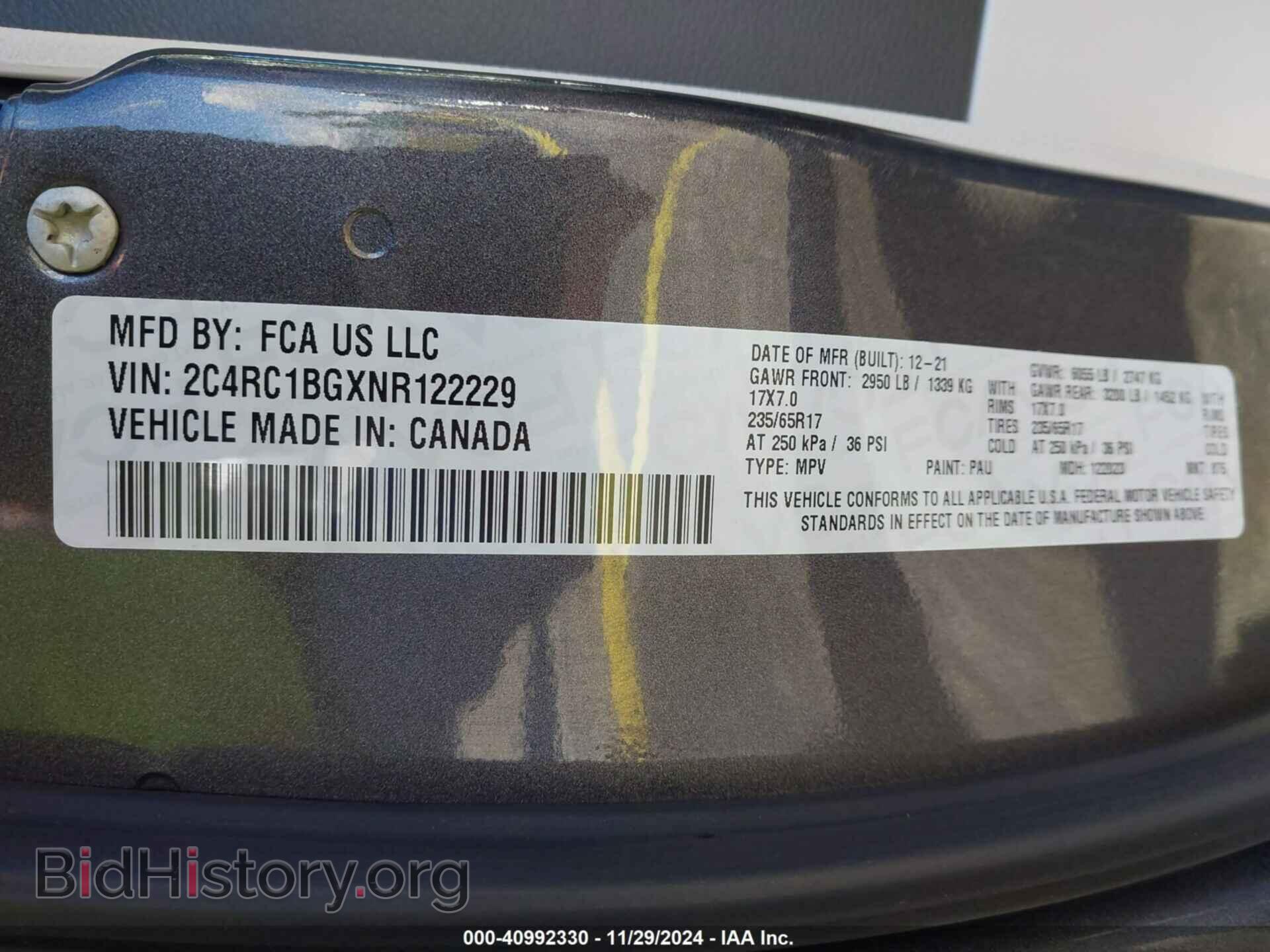 2022 CHRYSLER PACIFICA - VIN: 2C4RC1BGXNR122229 - Фото 9