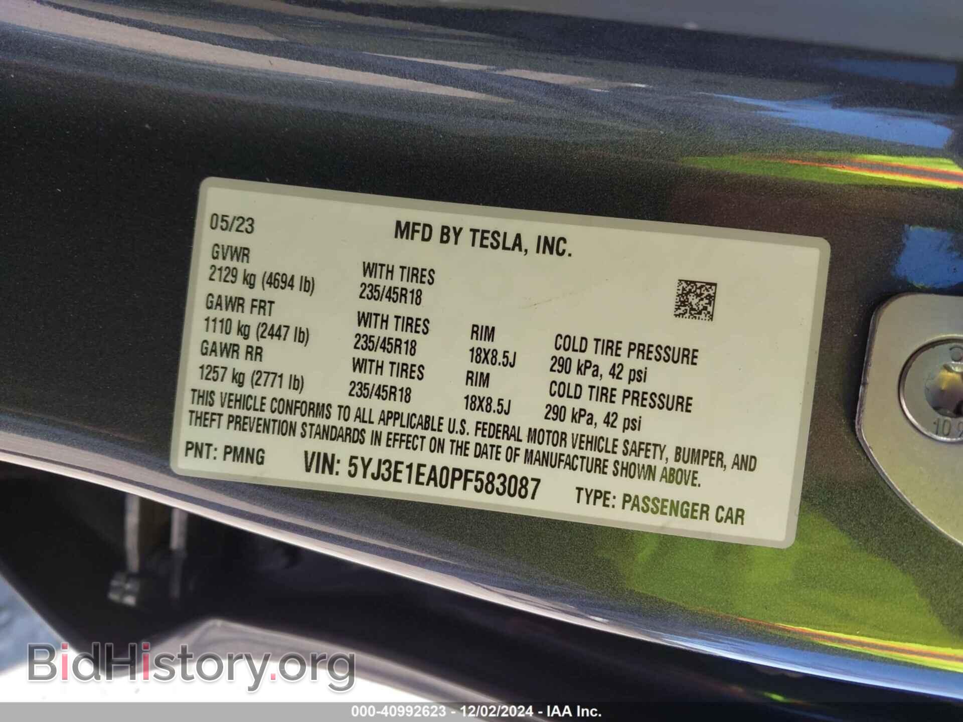 2023 TESLA MODEL 3 - VIN: 5YJ3E1EA0PF583087 - Фото 9