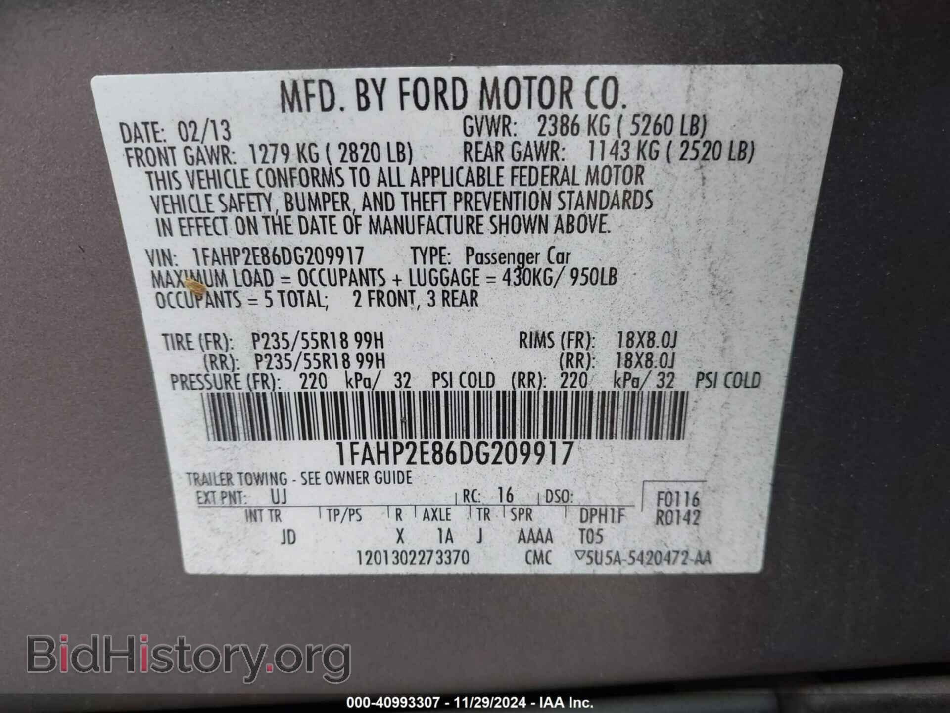 2013 FORD TAURUS - VIN: 1FAHP2E86DG209917 - Фото 9