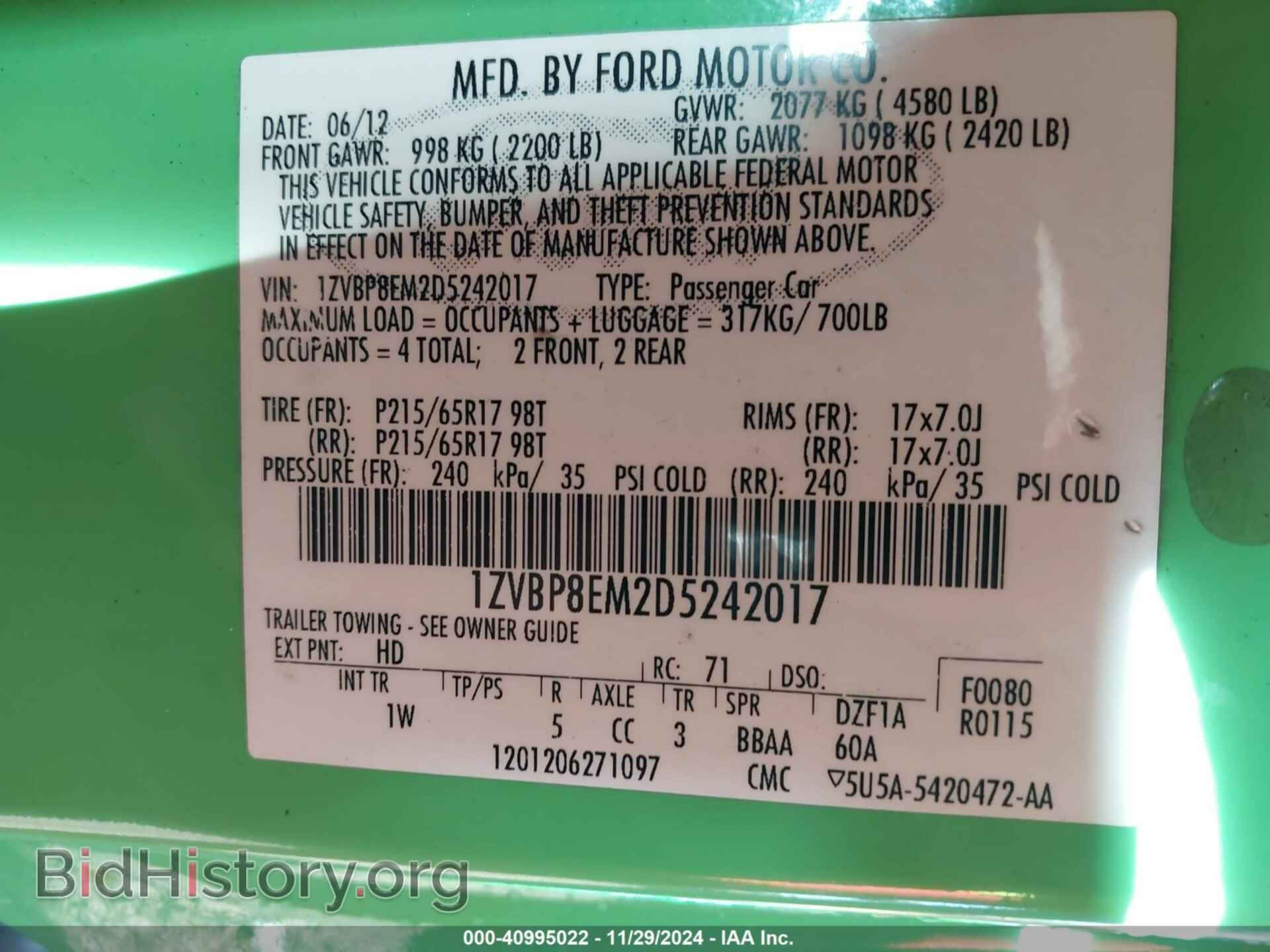 2013 FORD MUSTANG - VIN: 1ZVBP8EM2D5242017 - Photo 9