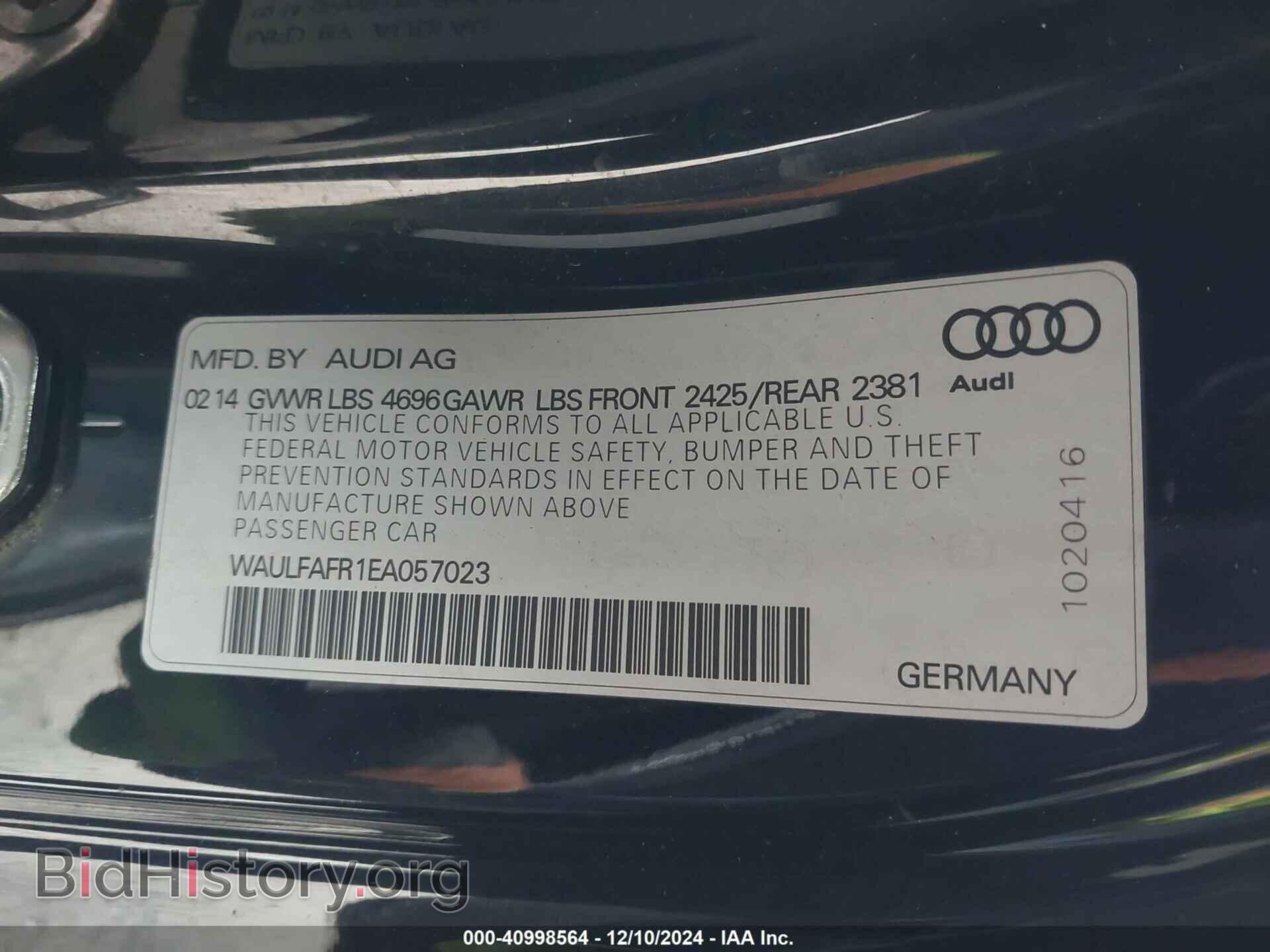2014 AUDI A5 - VIN: WAULFAFR1EA057023 - Фото 9