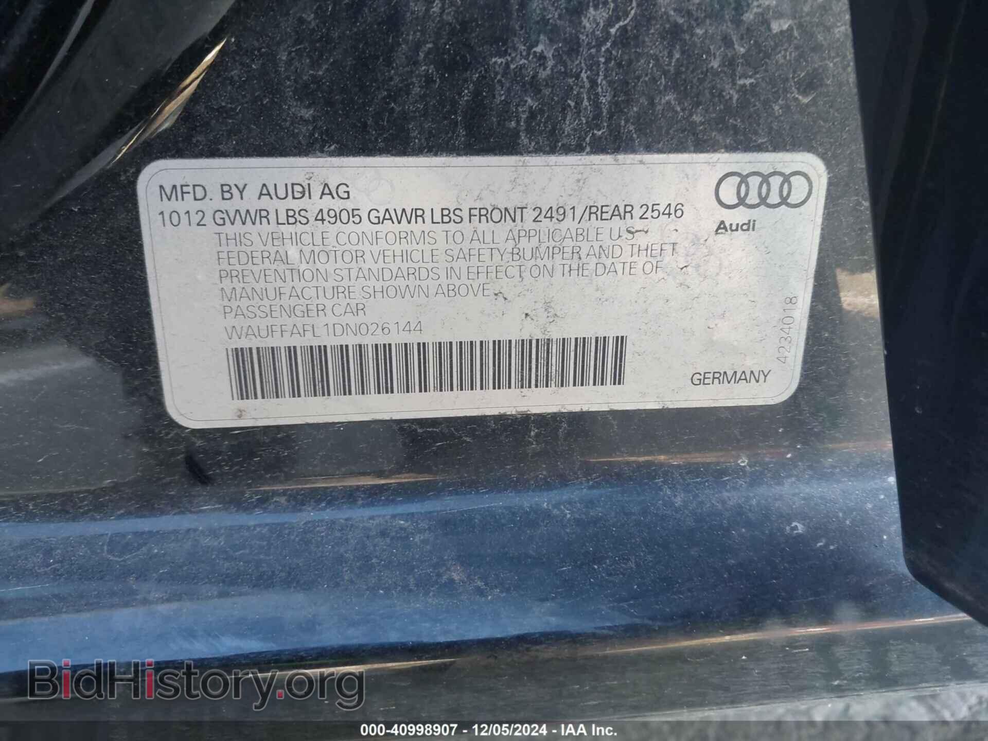 2013 AUDI A4 - VIN: WAUFFAFL1DN026144 - Фото 9