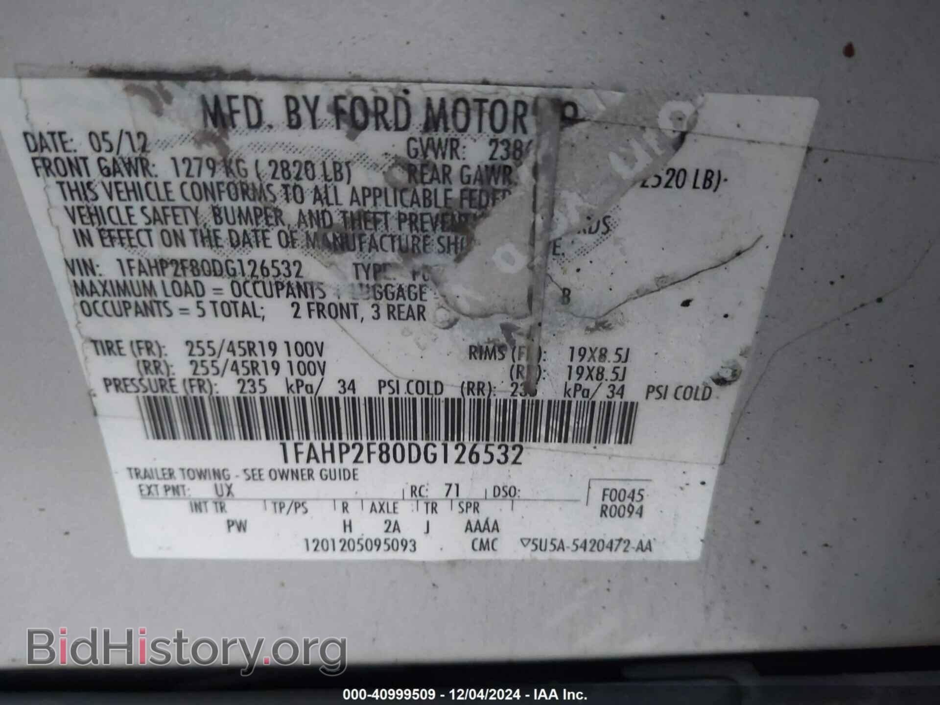 2013 FORD TAURUS - VIN: 1FAHP2F80DG126532 - Фото 9