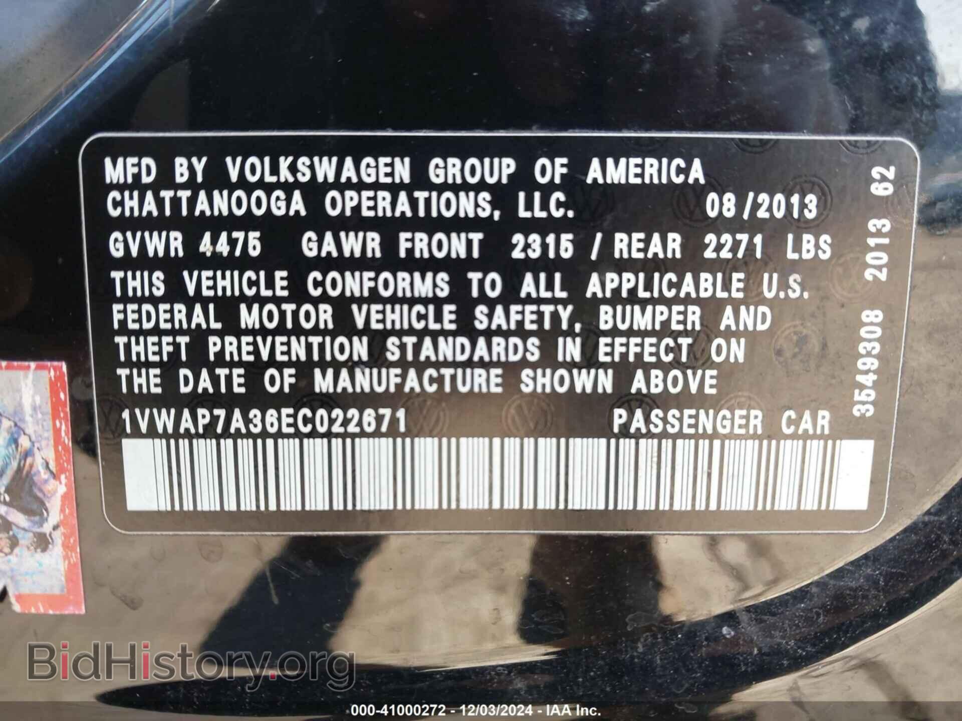2014 VOLKSWAGEN PASSAT - VIN: 1VWAP7A36EC022671 - Фото 9