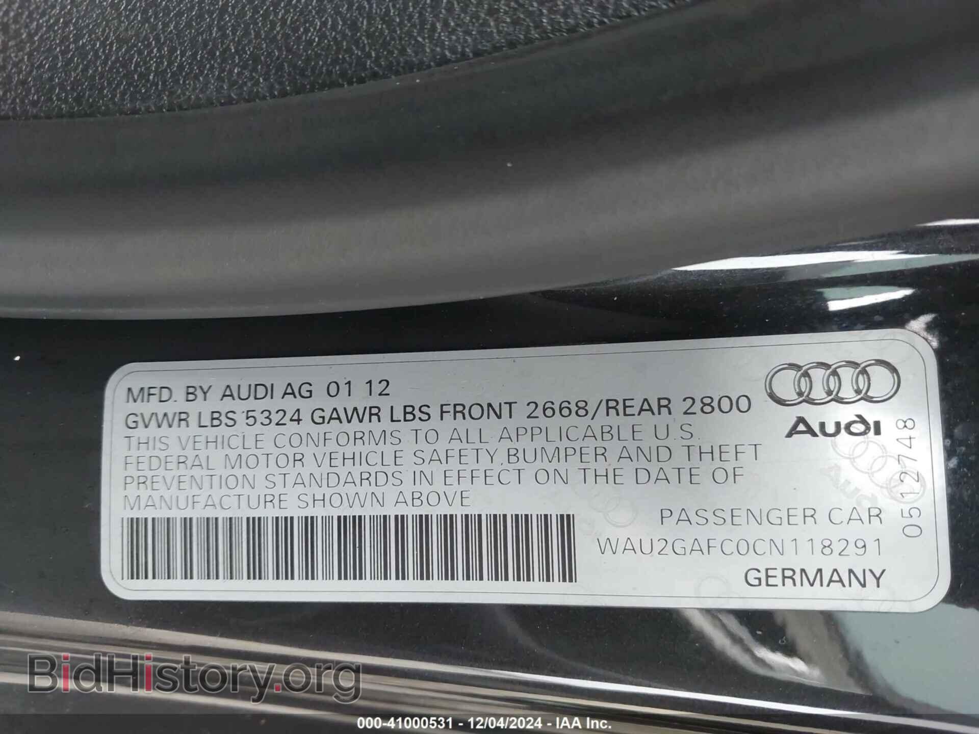 2012 AUDI A7 - VIN: WAU2GAFC0CN118291 - Фото 9