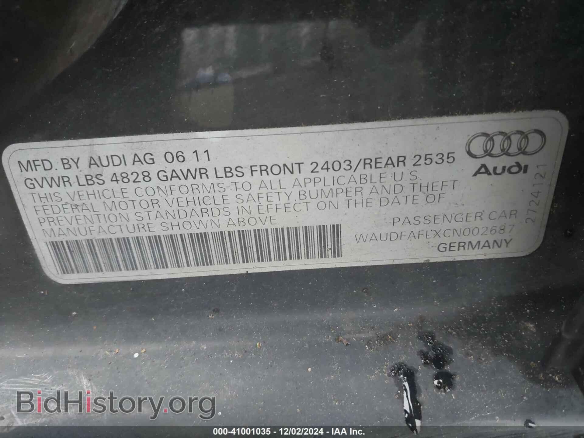 2012 AUDI A4 - VIN: WAUDFAFLXCN002687 - Фото 9