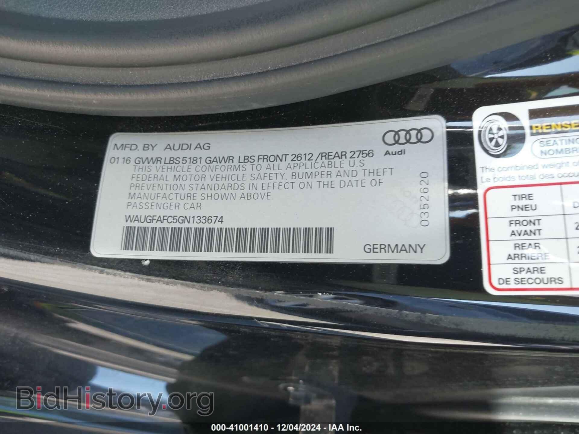 2016 AUDI A6 - VIN: WAUGFAFC5GN133674 - Фото 9