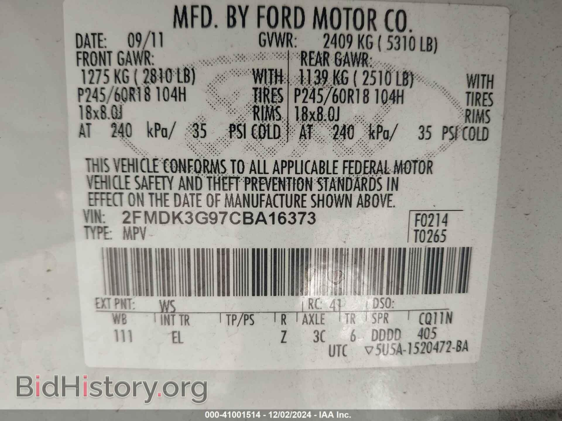 2012 FORD EDGE - VIN: 2FMDK3G97CBA16373 - Photo 9