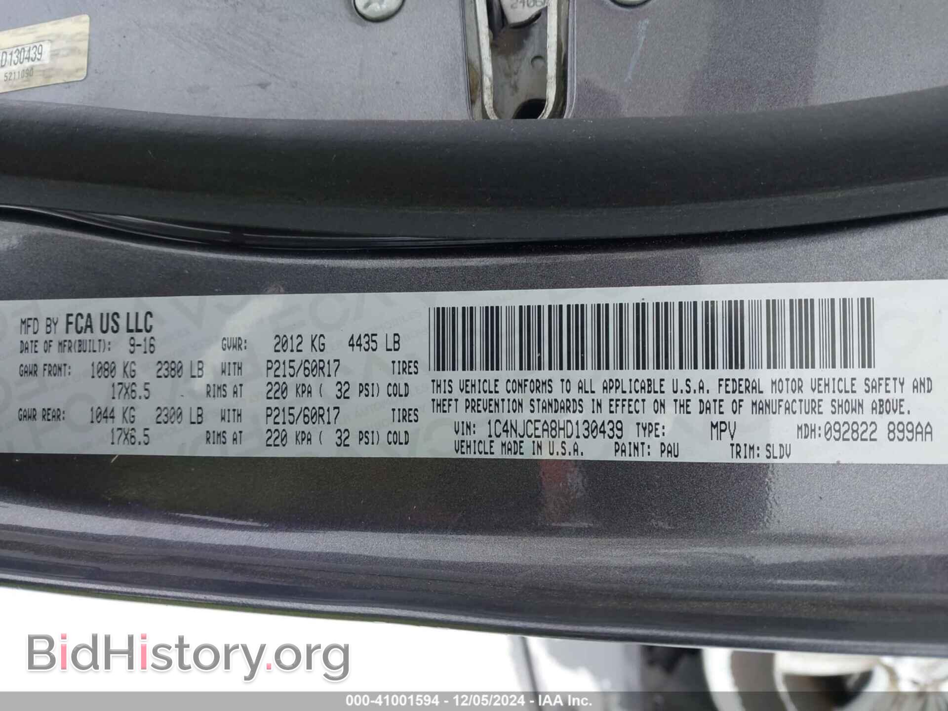 2017 JEEP COMPASS - VIN: 1C4NJCEA8HD130439 - Фото 9
