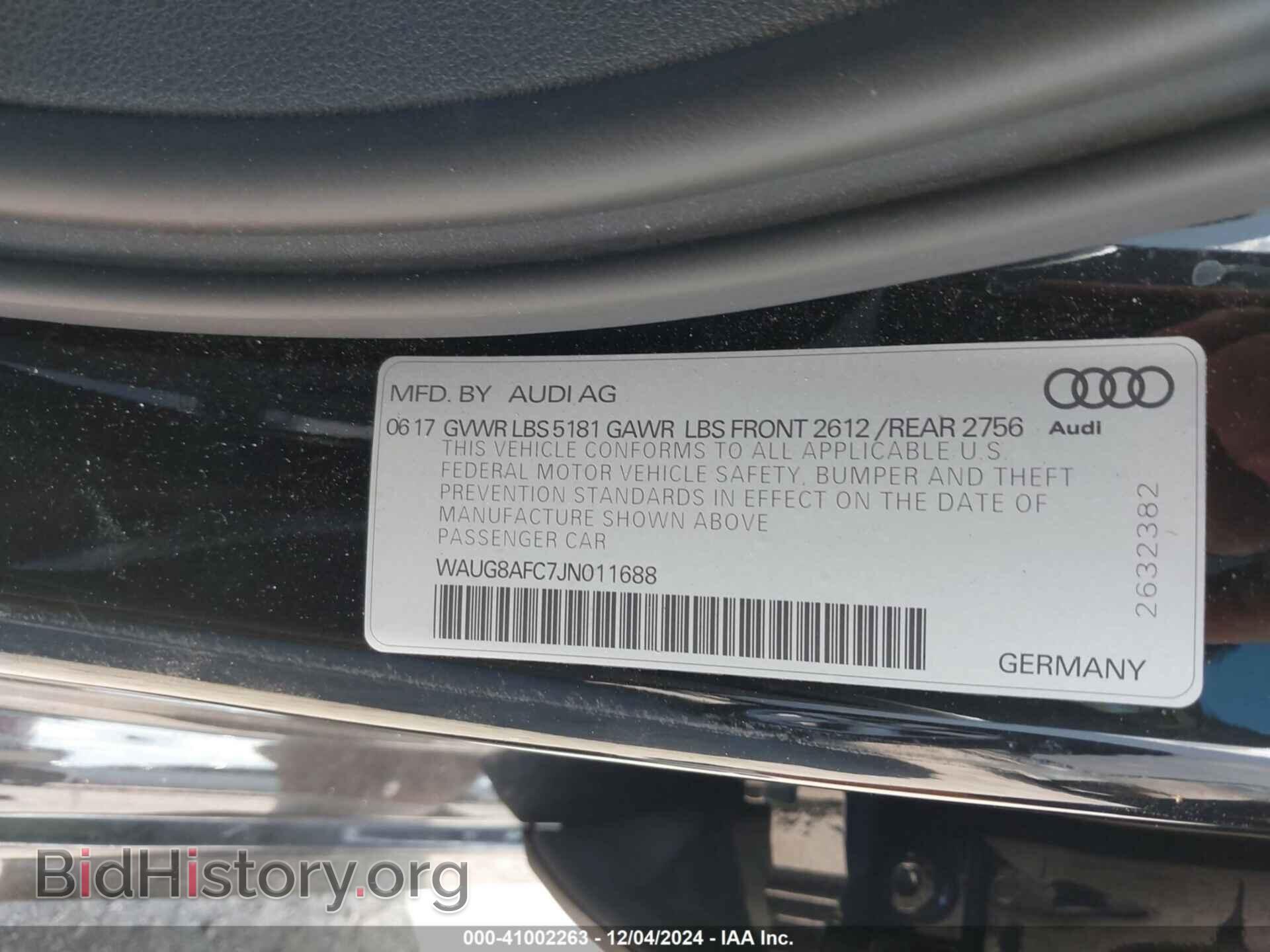 2018 AUDI A6 - VIN: WAUG8AFC7JN011688 - Photo 9