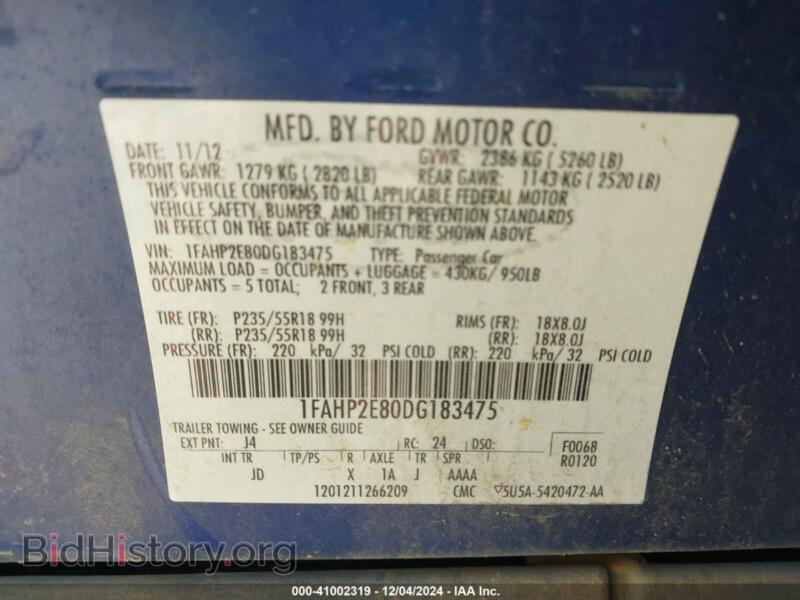 2013 Ford TAURUS (VIN 1FAHP2E80DG183475) — фото 9 из 16