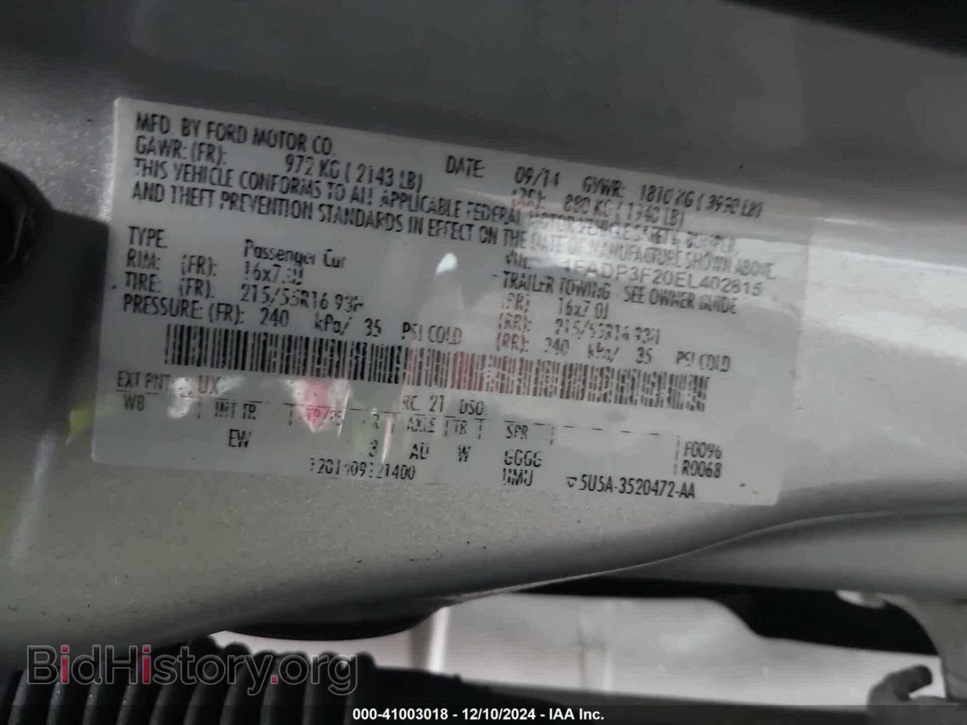 2014 FORD FOCUS - VIN: 1FADP3F20EL402815 - Фото 9