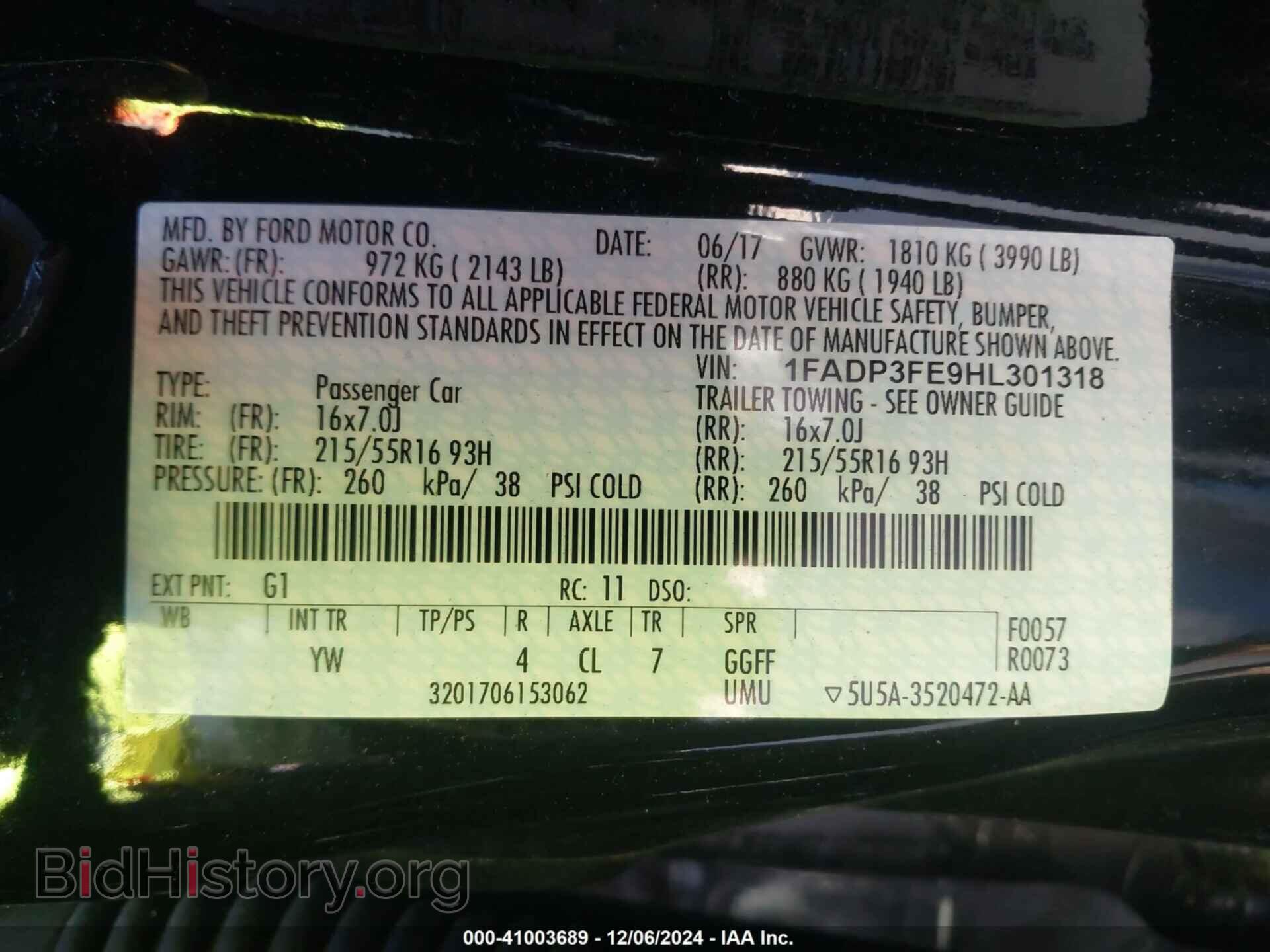 2017 FORD FOCUS - VIN: 1FADP3FE9HL301318 - Фото 9
