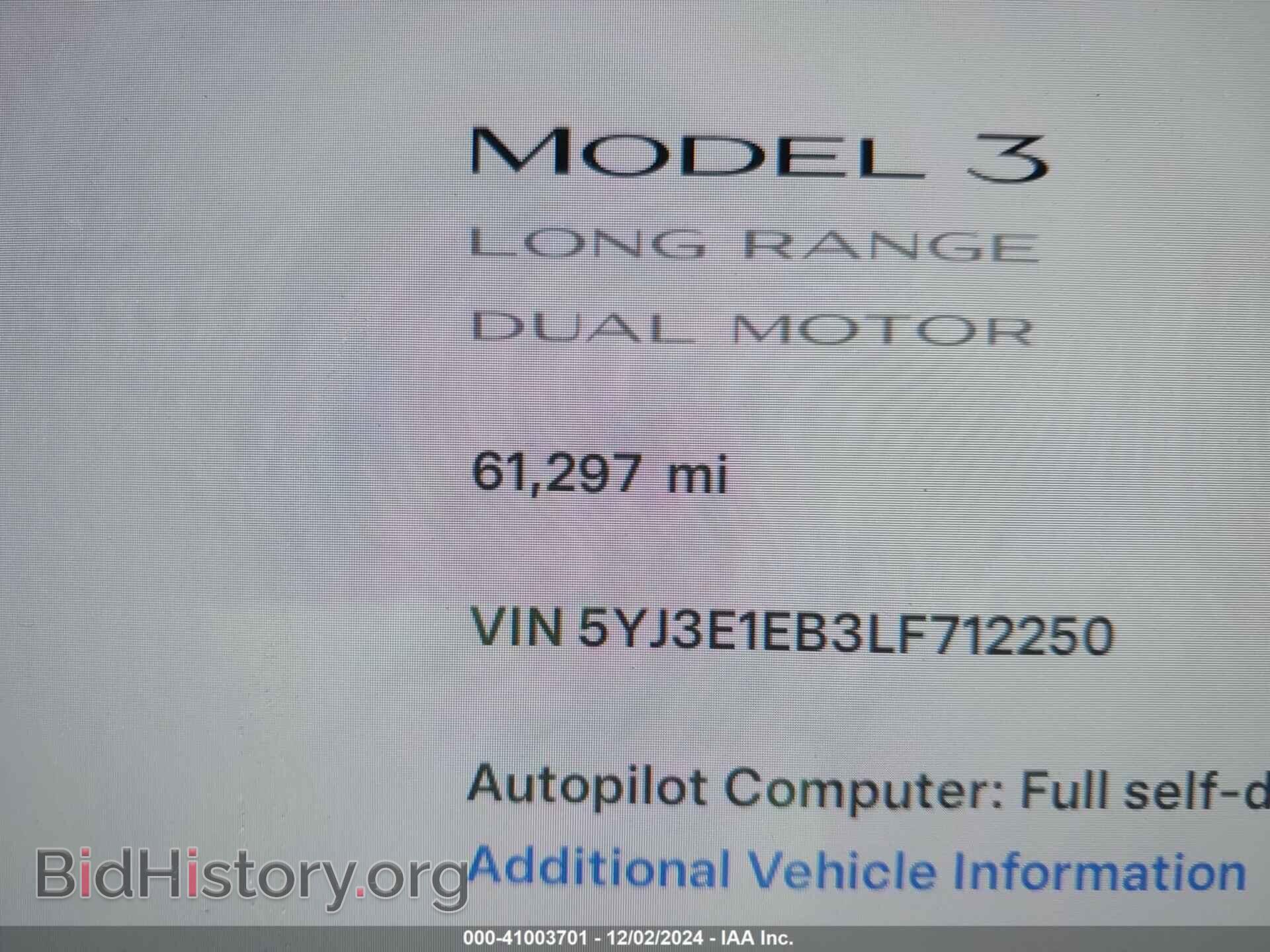 2020 TESLA MODEL 3 - VIN: 5YJ3E1EB3LF712250 - Фото 7