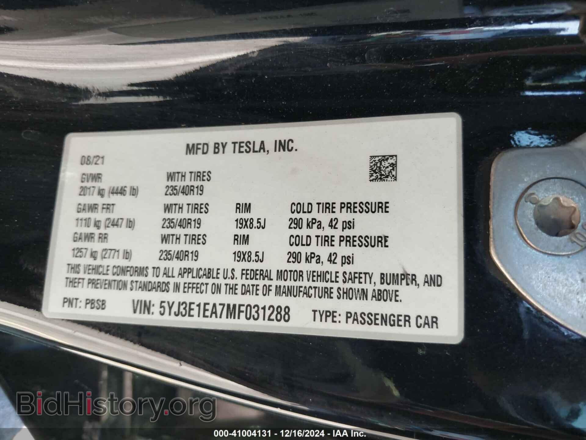 2021 TESLA MODEL 3 - VIN: 5YJ3E1EA7MF031288 - Фото 9