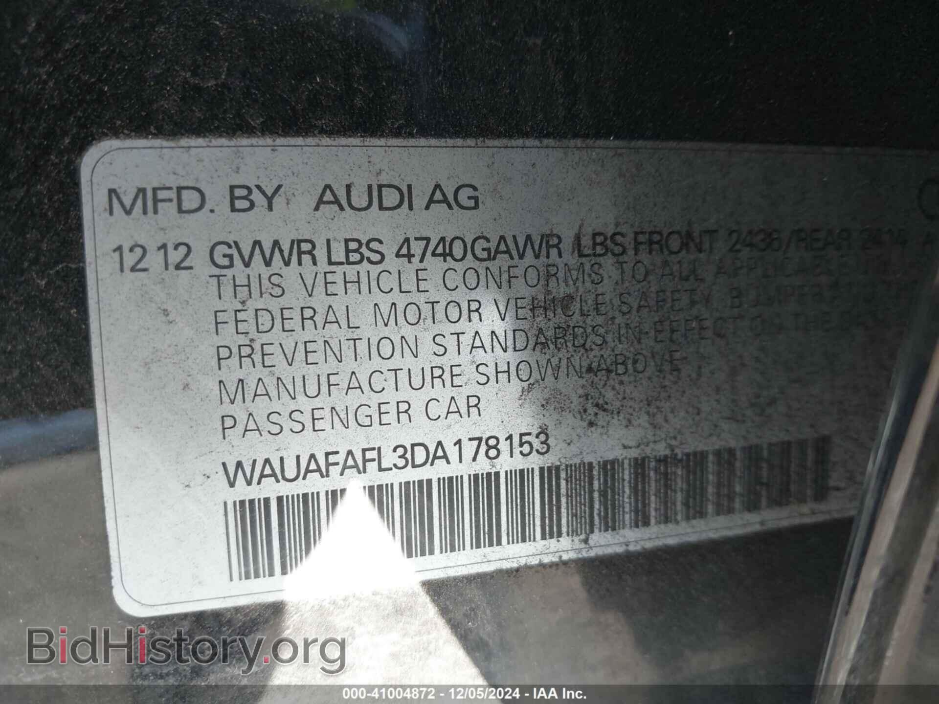 2013 AUDI A4 - VIN: WAUAFAFL3DA178153 - Фото 9
