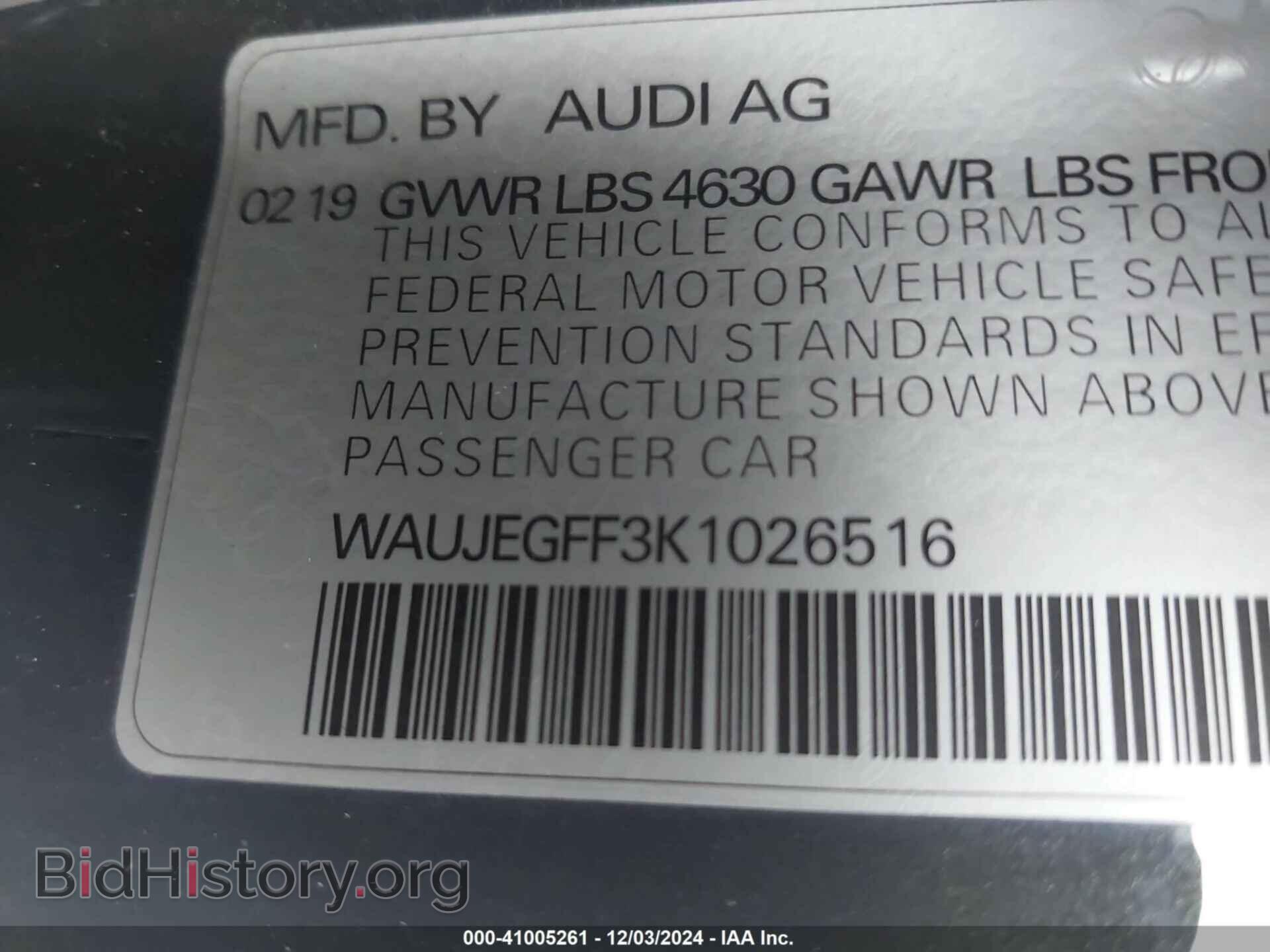 2019 AUDI A3 - VIN: WAUJEGFF3K1026516 - Фото 9