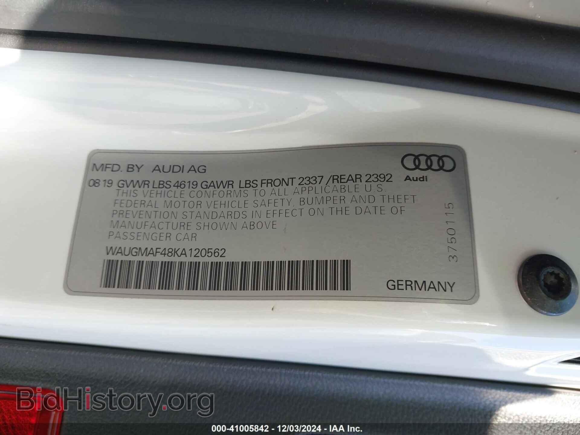 2019 AUDI A4 - VIN: WAUGMAF48KA120562 - Фото 9
