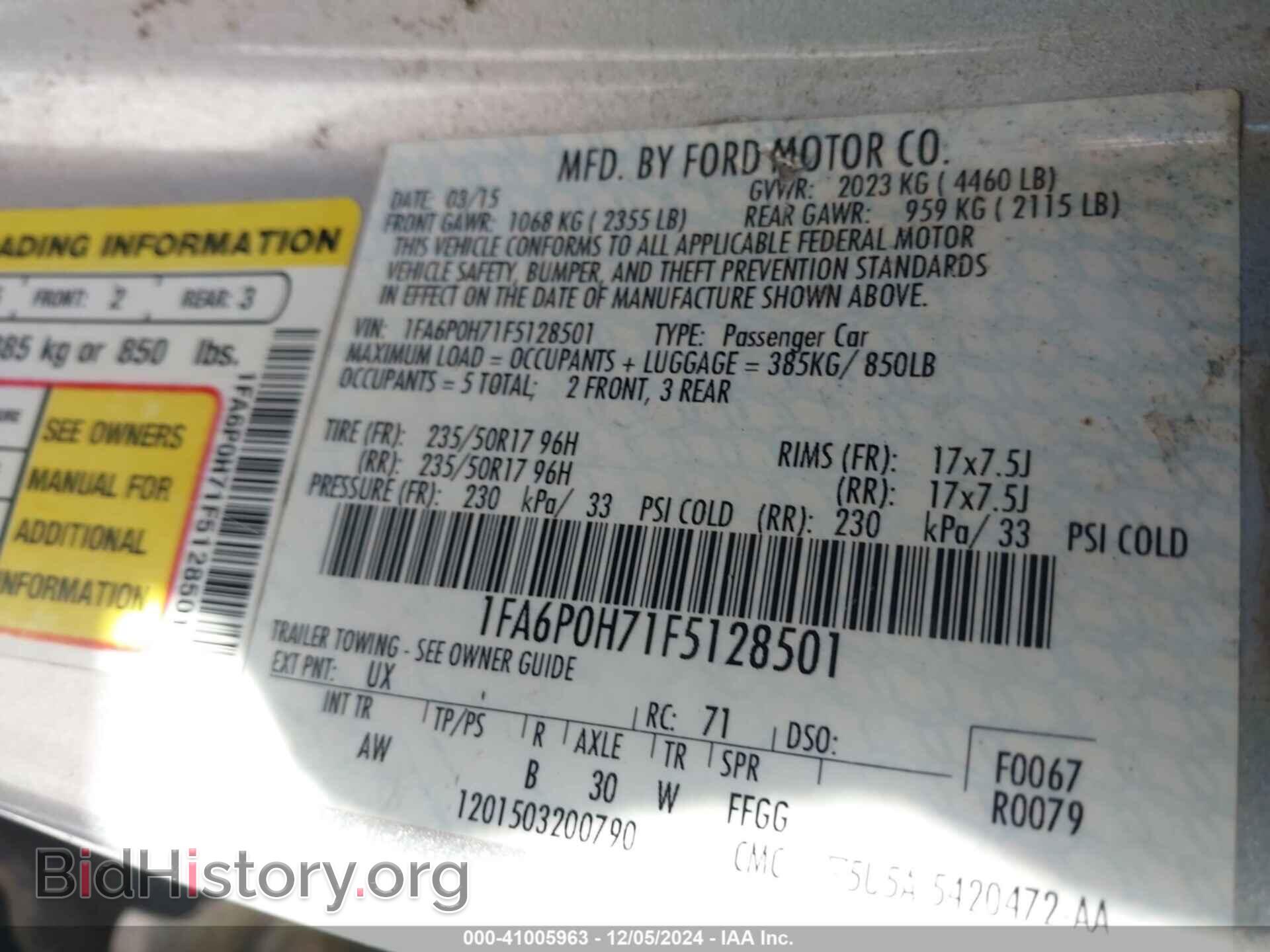 2015 FORD FUSION - VIN: 1FA6P0H71F5128501 - Фото 9