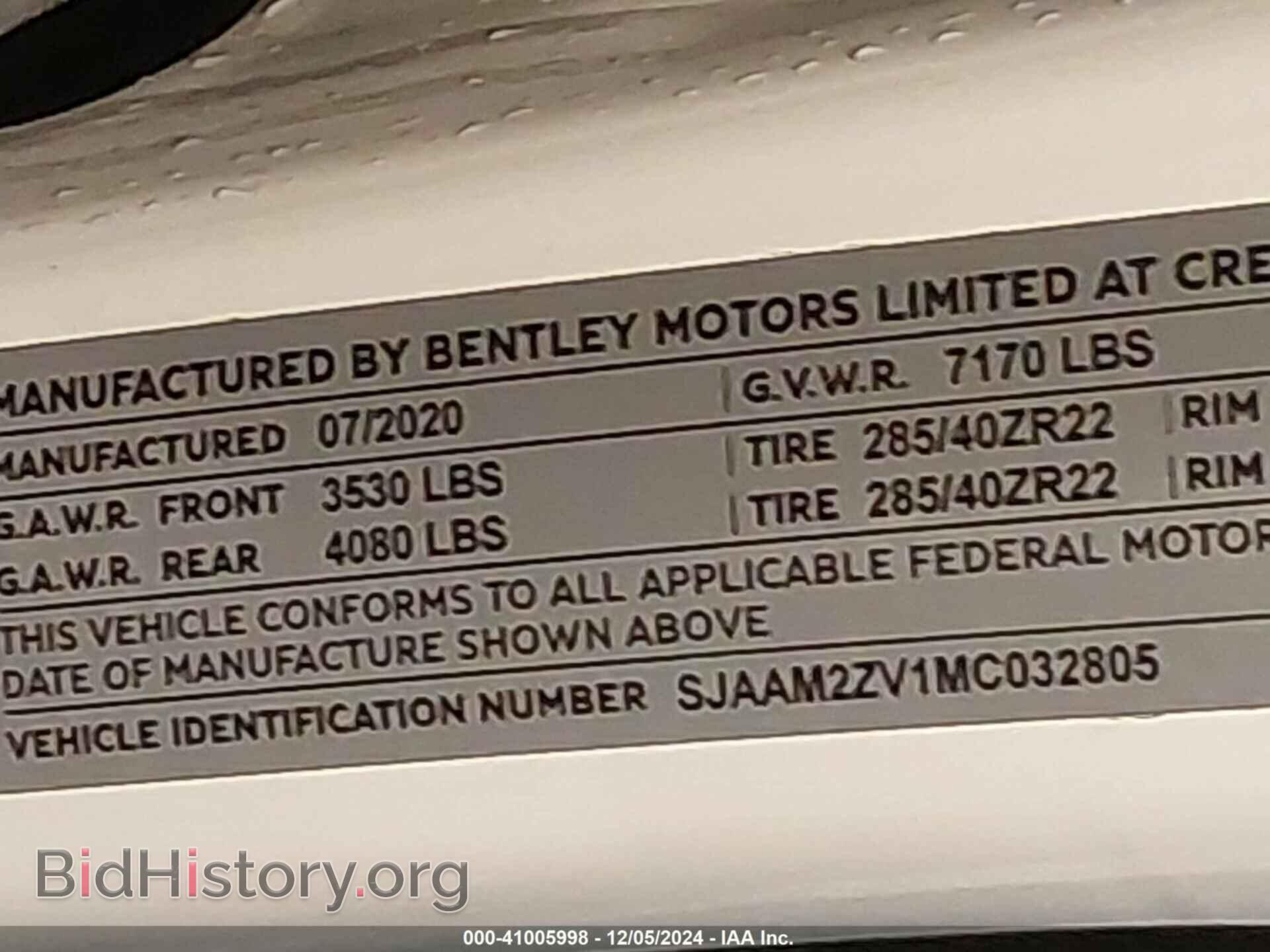 2021 BENTLEY BENTAYGA - VIN: SJAAM2ZV1MC032805 - Фото 9
