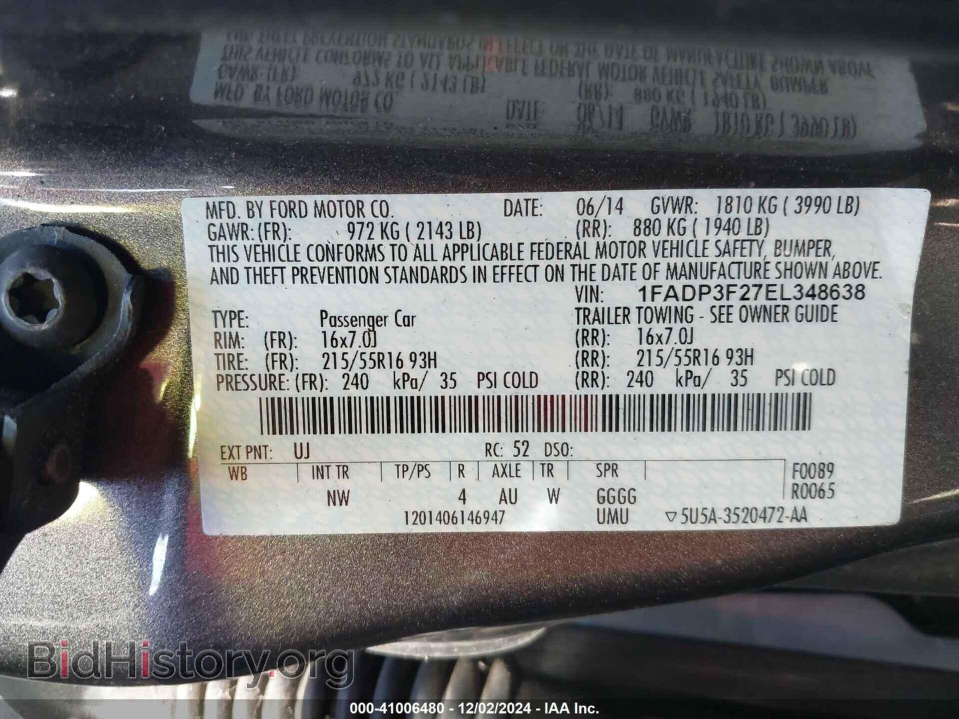 2014 FORD FOCUS - VIN: 1FADP3F27EL348638 - Фото 9