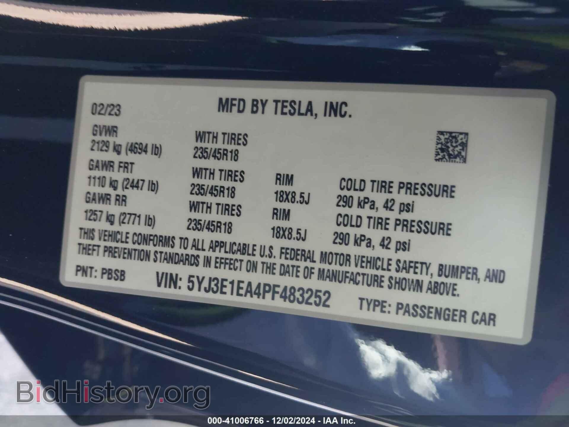 2023 TESLA MODEL 3 - VIN: 5YJ3E1EA4PF483252 - Фото 9