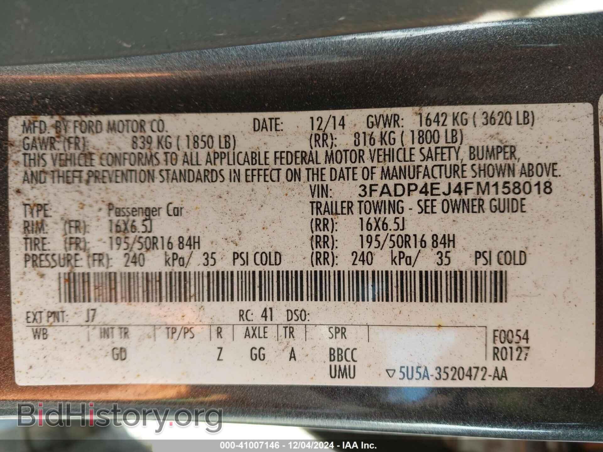 2015 FORD FIESTA - VIN: 3FADP4EJ4FM158018 - Фото 9