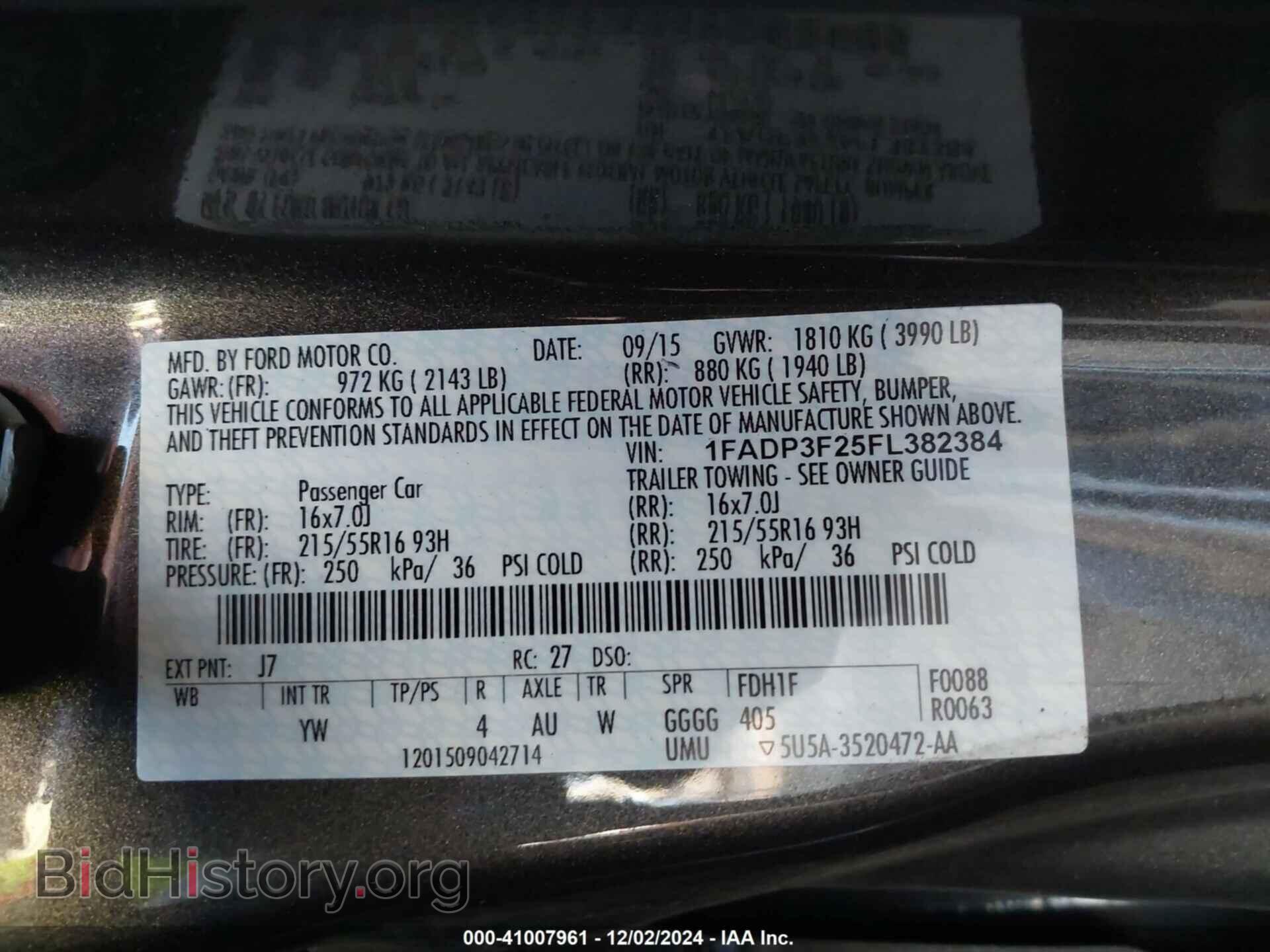 2015 FORD FOCUS - VIN: 1FADP3F25FL382384 - Фото 9