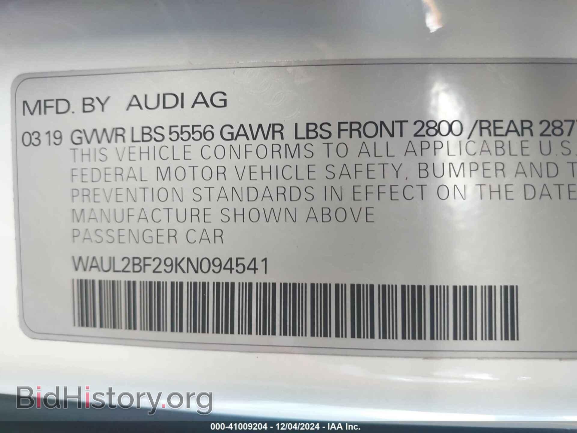2019 AUDI A6 - VIN: WAUL2BF29KN094541 - Фото 9