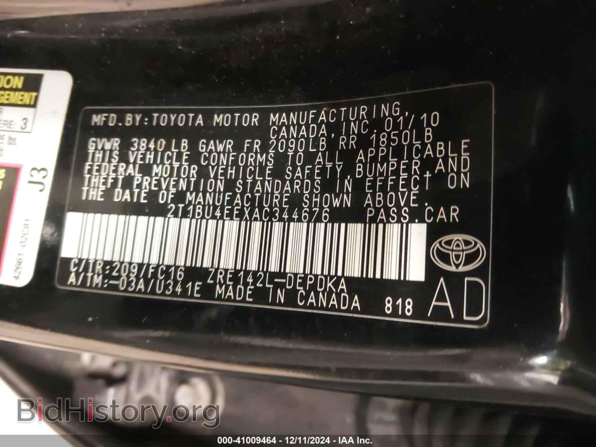 2010 TOYOTA COROLLA - VIN: 2T1BU4EEXAC344676 - Фото 9