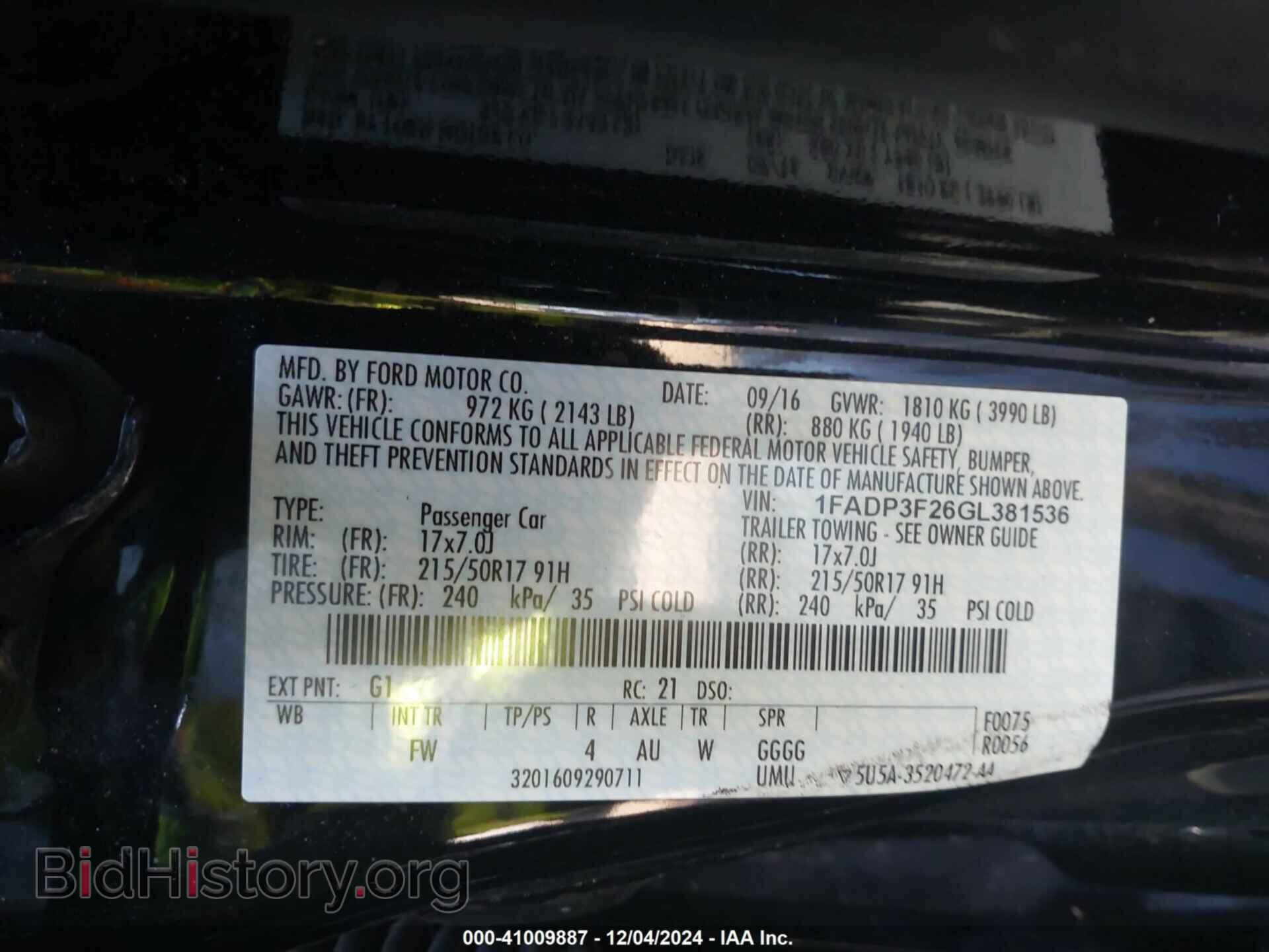 2016 FORD FOCUS - VIN: 1FADP3F26GL381536 - Фото 9
