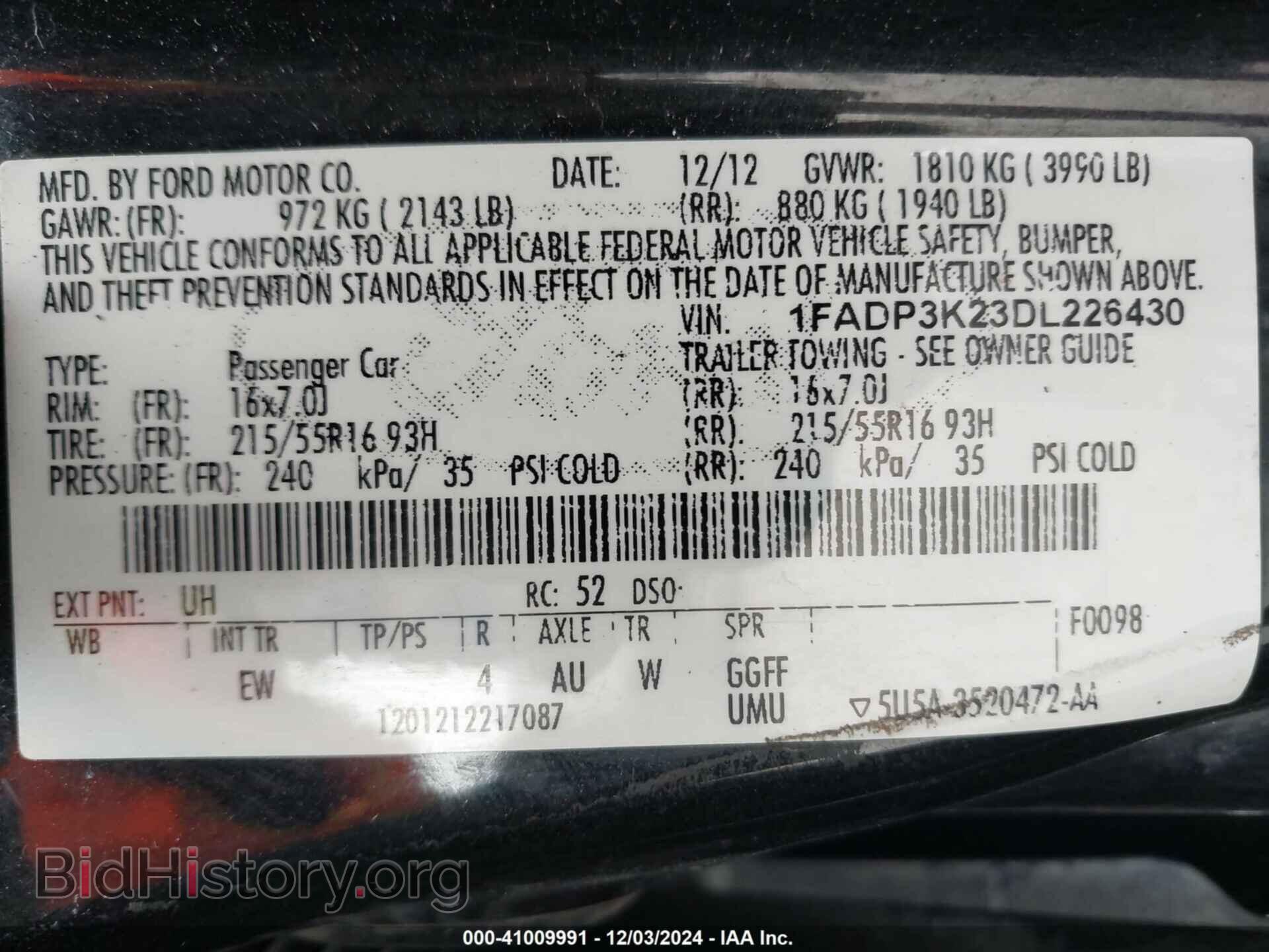 2013 FORD FOCUS - VIN: 1FADP3K23DL226430 - Фото 9