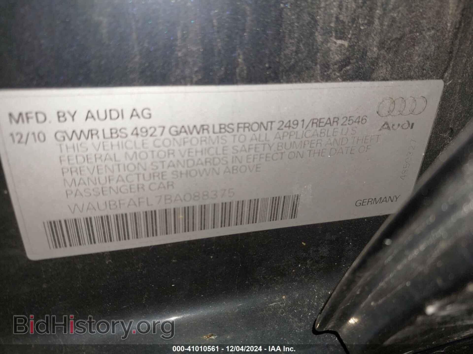 2011 AUDI A4 - VIN: WAUBFAFL7BA088375 - Фото 9
