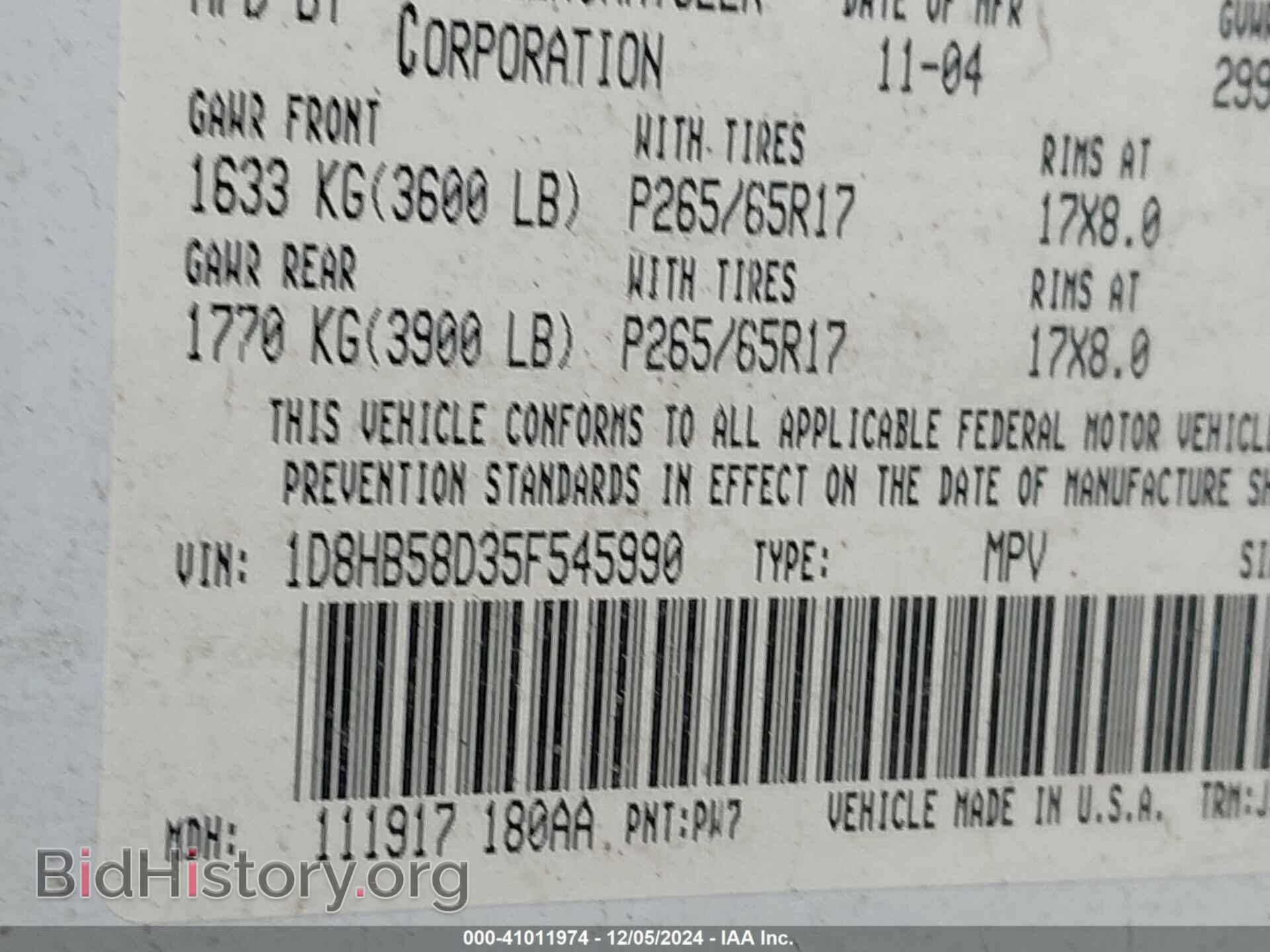 2005 DODGE DURANGO - VIN: 1D8HB58D35F545990 - Photo 9