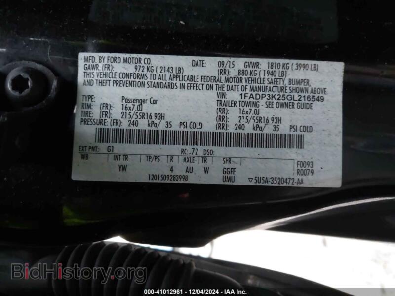 2016 Ford FOCUS (VIN 1FADP3K25GL216549) — фото 9 из 17